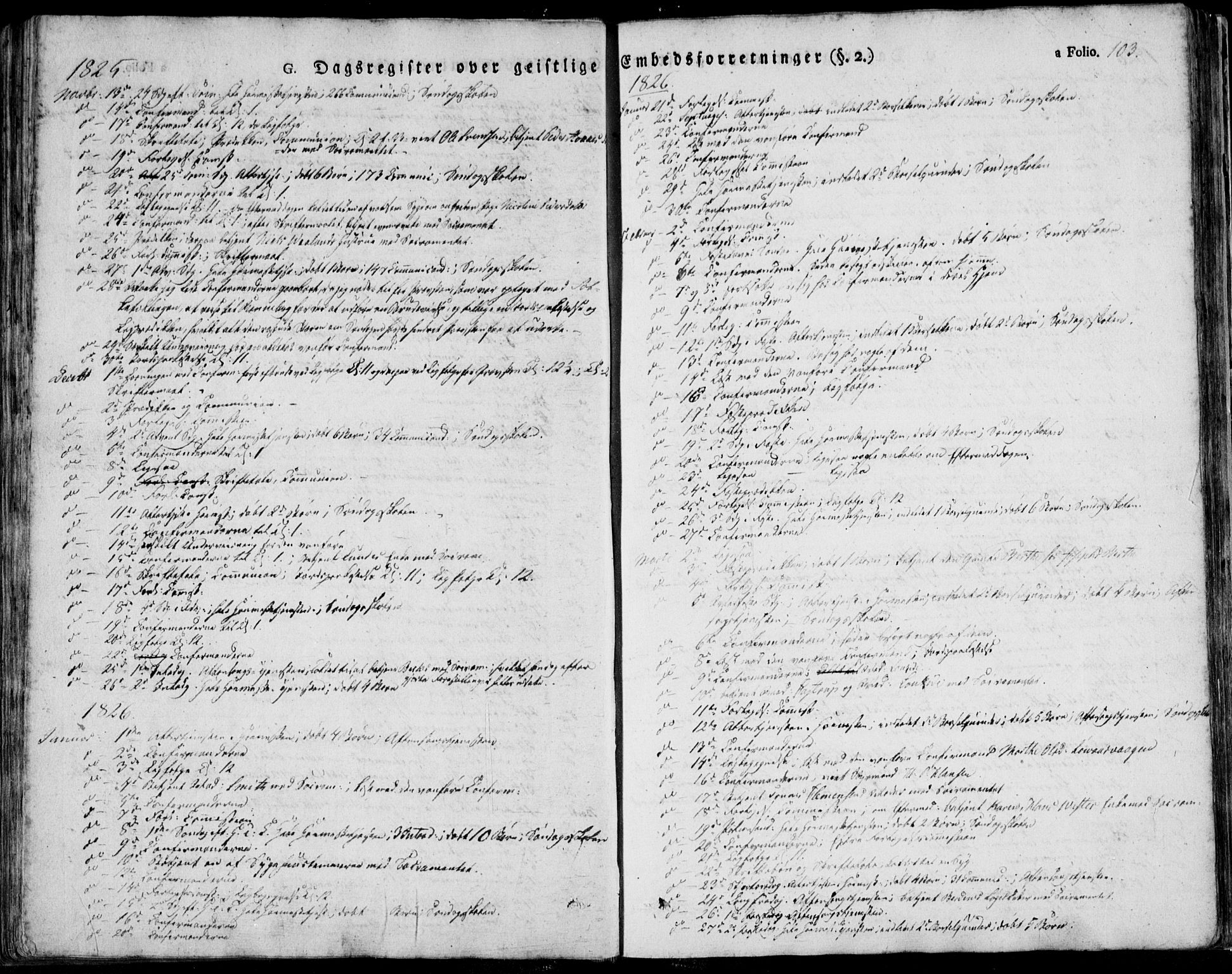 Domkirken sokneprestkontor, SAST/A-101812/001/30/30BA/L0013: Parish register (official) no. A 12, 1823-1861, p. 103