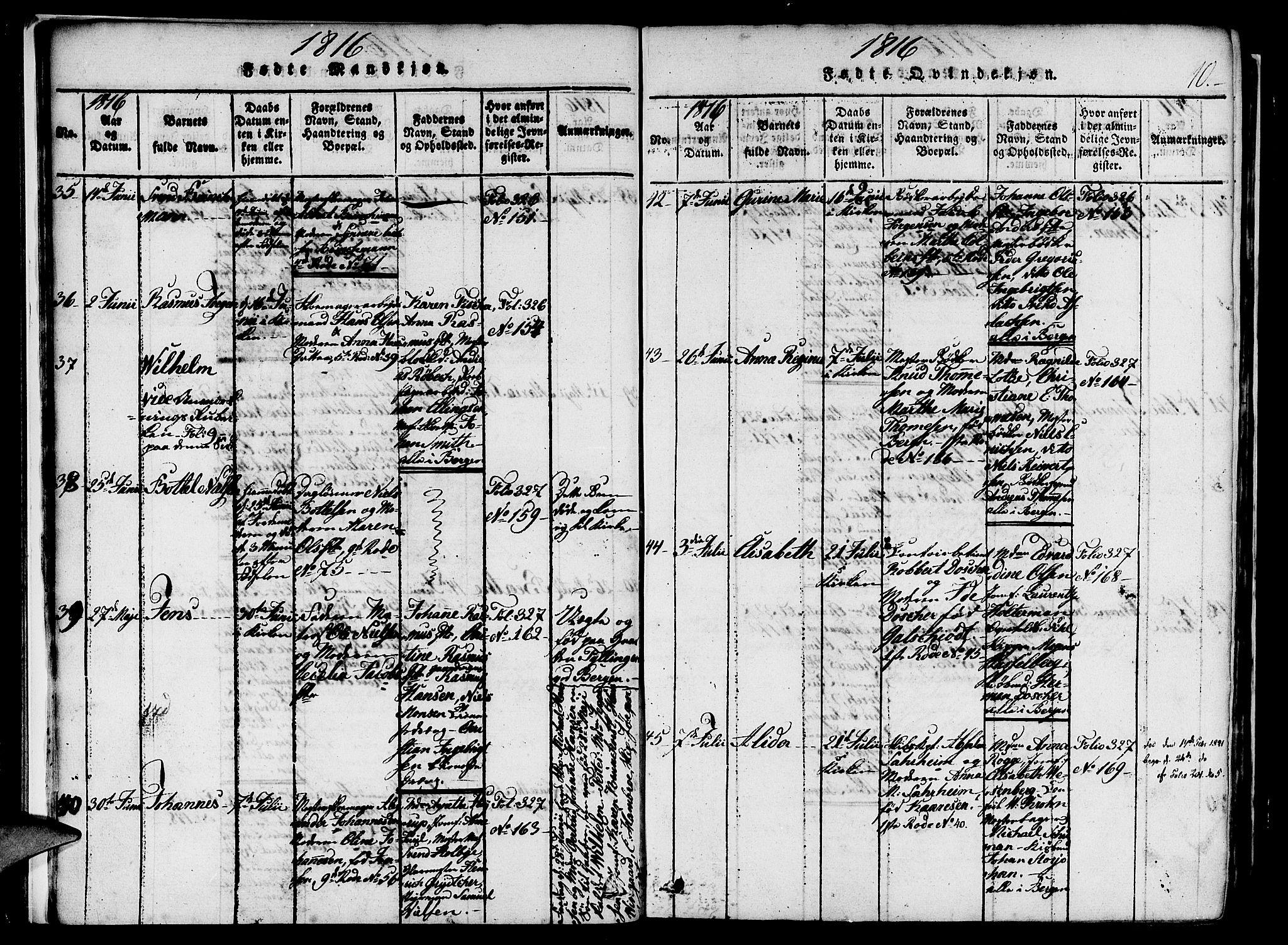 Nykirken Sokneprestembete, AV/SAB-A-77101/H/Haa/L0011: Parish register (official) no. A 11, 1816-1821, p. 10