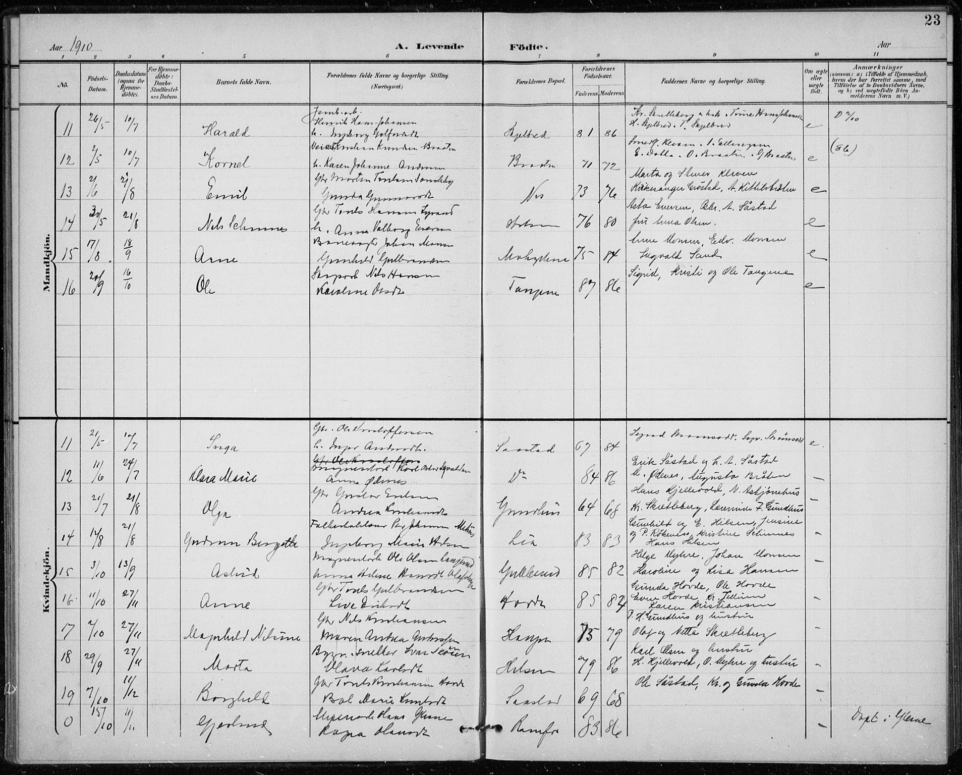 Modum kirkebøker, AV/SAKO-A-234/F/Fa/L0020: Parish register (official) no. 20, 1900-1917, p. 23