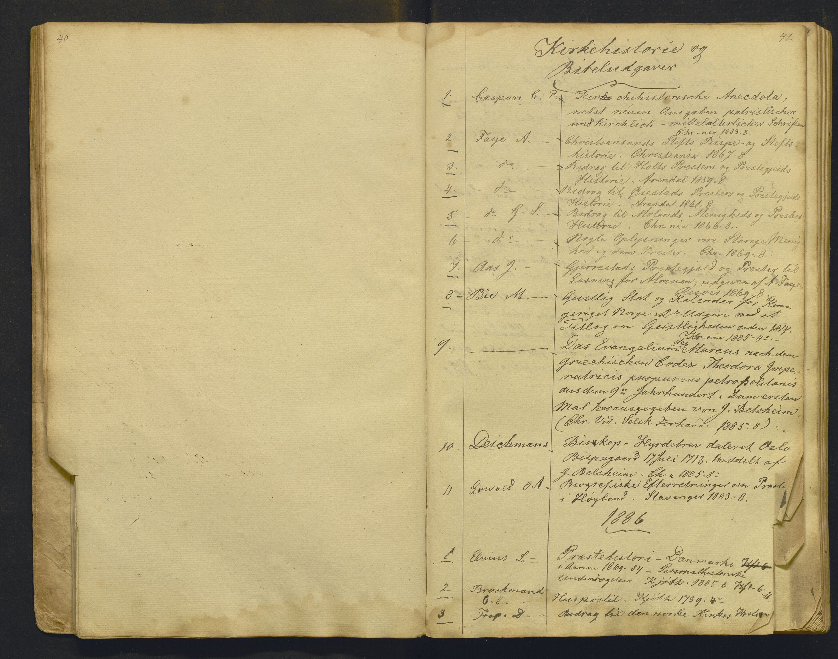 Bergens Museum, AV/SAB-A-17301/05/G/Gb/L0001: Tilleggskatalog ved Historisk-Antikvarisk avdeling, 1883-1888, p. 40-41