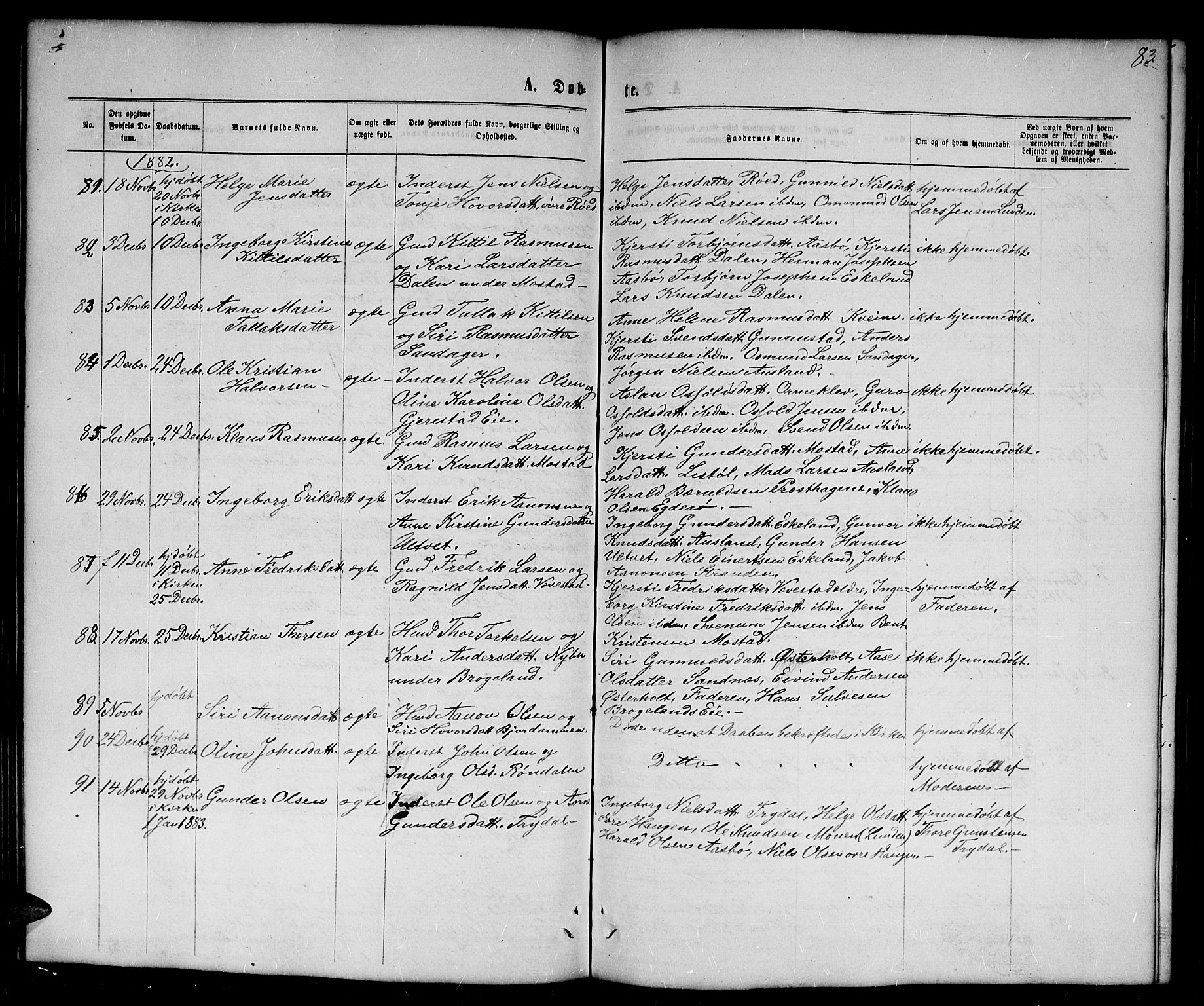 Gjerstad sokneprestkontor, AV/SAK-1111-0014/F/Fb/Fba/L0006: Parish register (copy) no. B 6, 1868-1890, p. 83