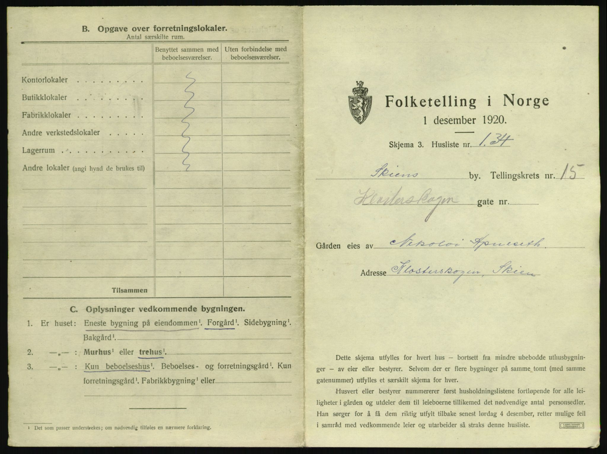 SAKO, 1920 census for Skien, 1920, p. 4531