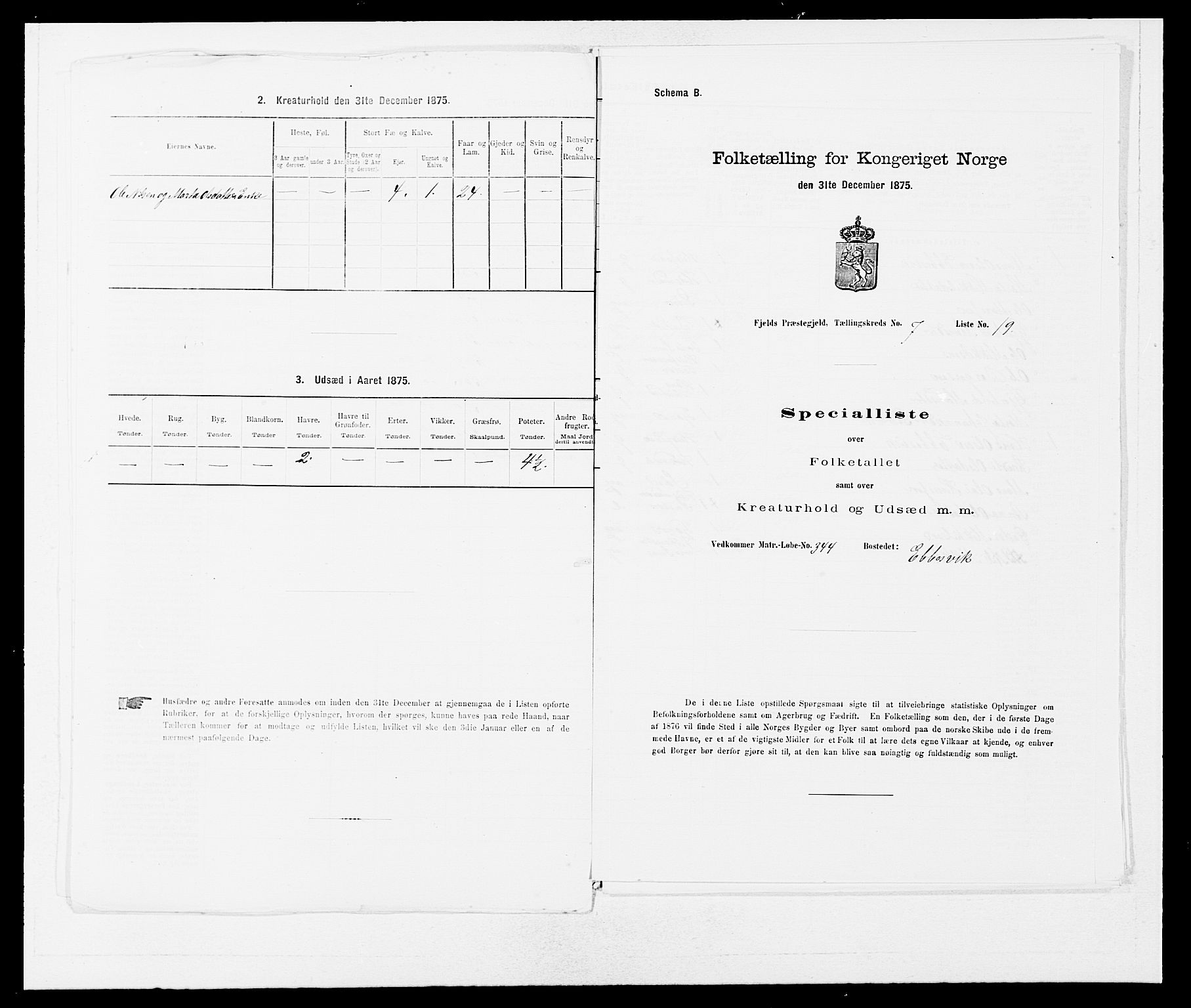 SAB, 1875 census for 1246P Fjell, 1875, p. 881