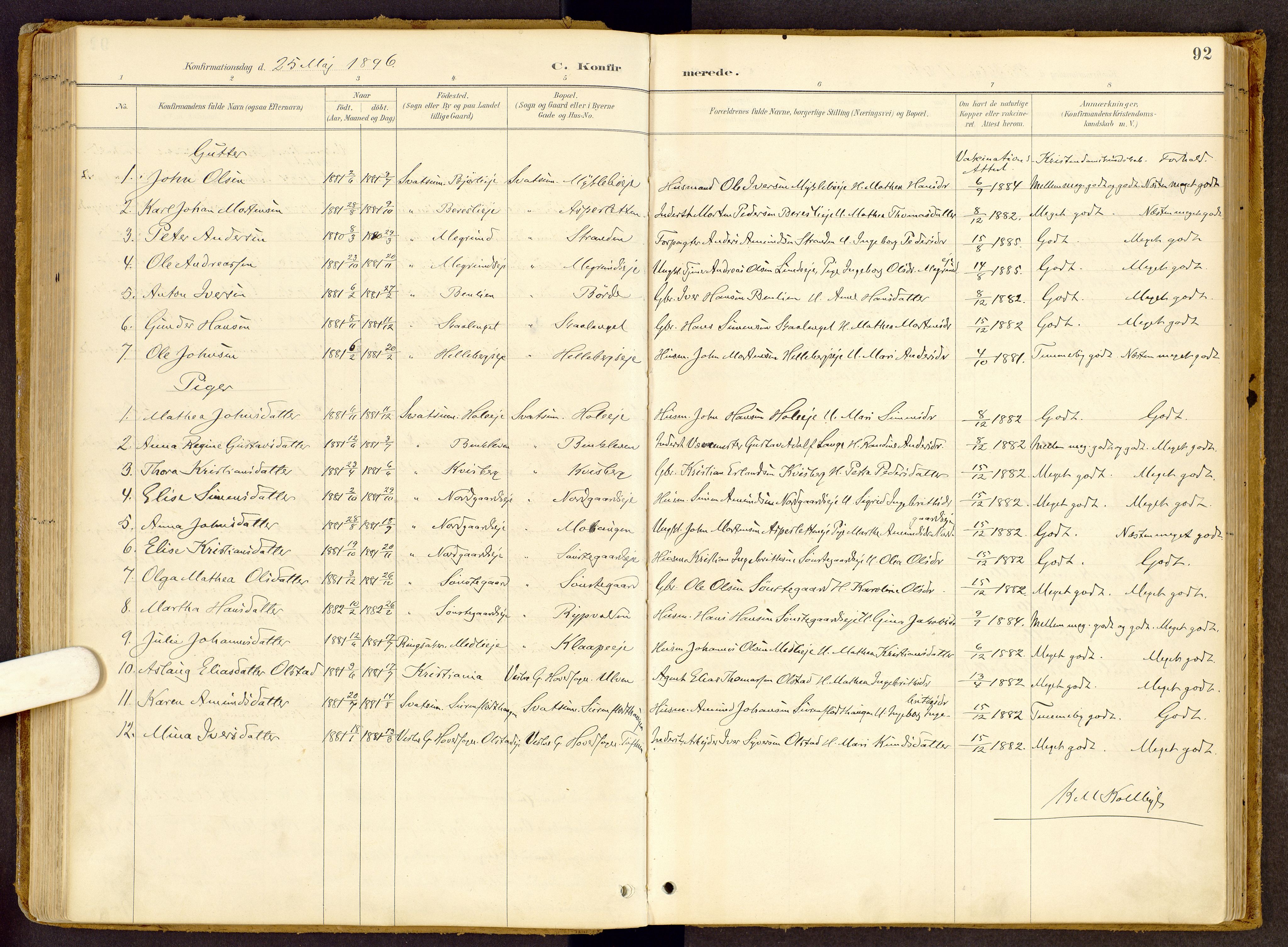 Vestre Gausdal prestekontor, AV/SAH-PREST-094/H/Ha/Haa/L0002: Parish register (official) no. 2, 1887-1918, p. 92