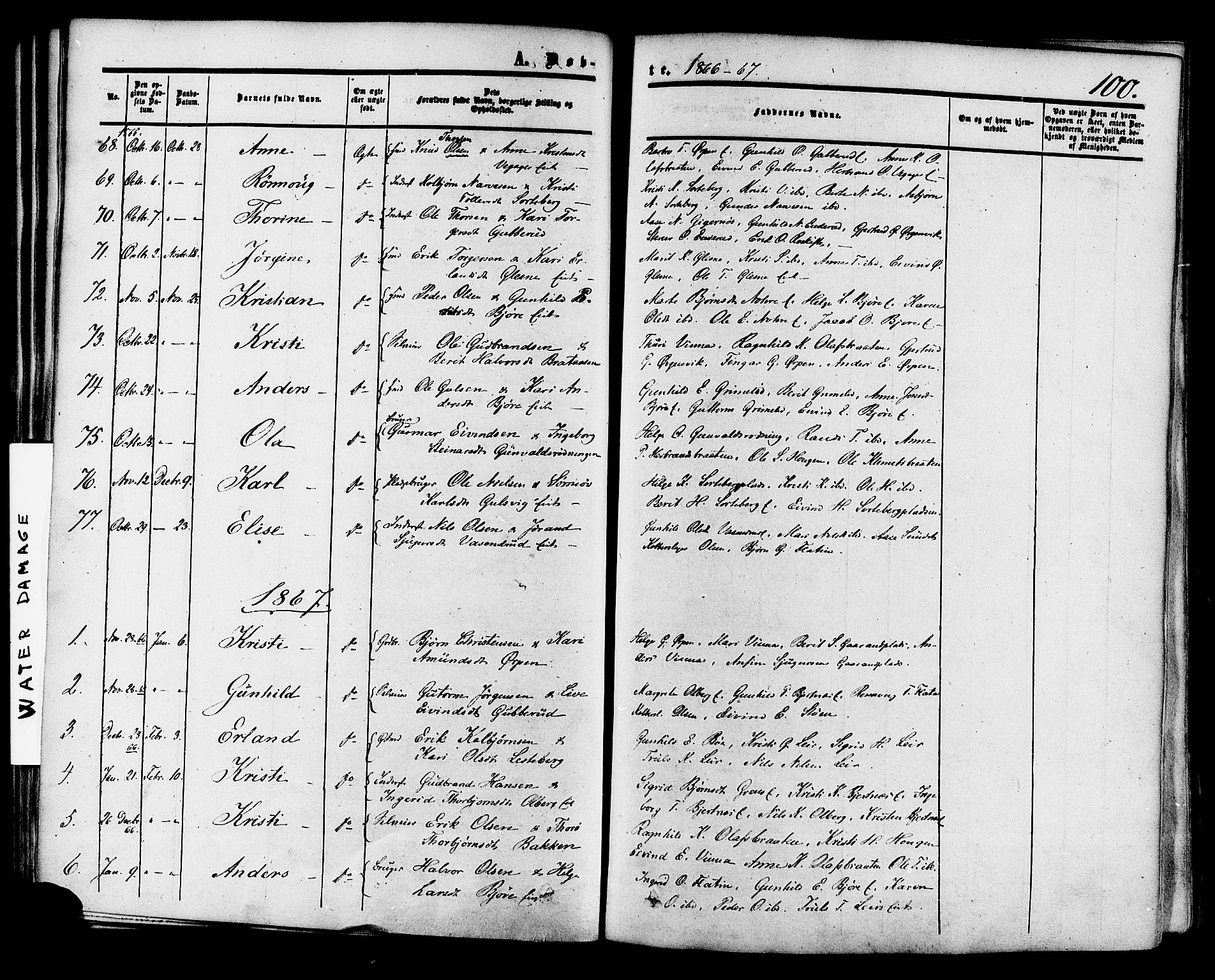 Krødsherad kirkebøker, SAKO/A-19/F/Fa/L0003: Parish register (official) no. 3, 1851-1872, p. 100
