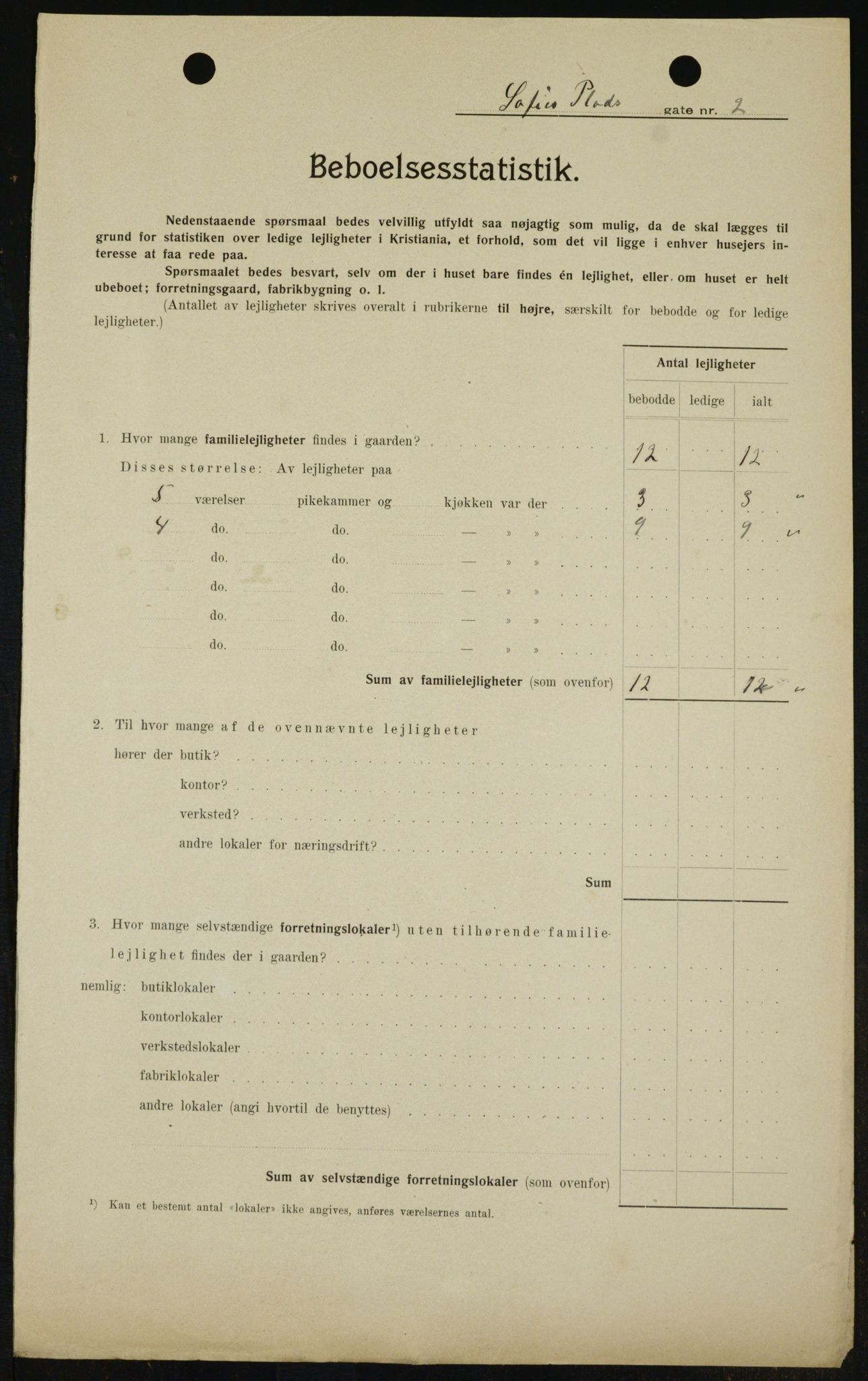 OBA, Municipal Census 1909 for Kristiania, 1909, p. 90124