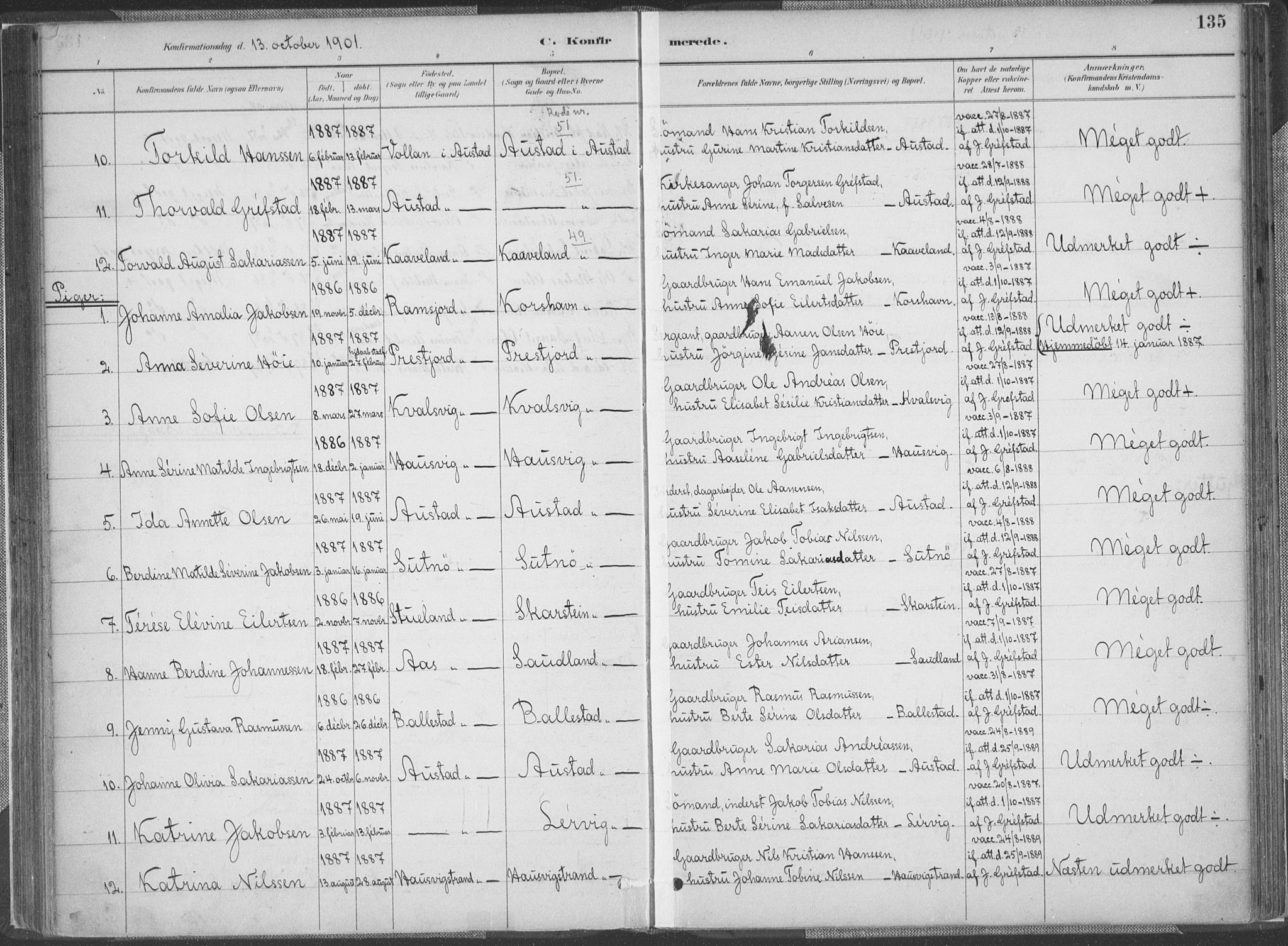 Lyngdal sokneprestkontor, AV/SAK-1111-0029/F/Fa/Faa/L0004: Parish register (official) no. A 4, 1883-1904, p. 135