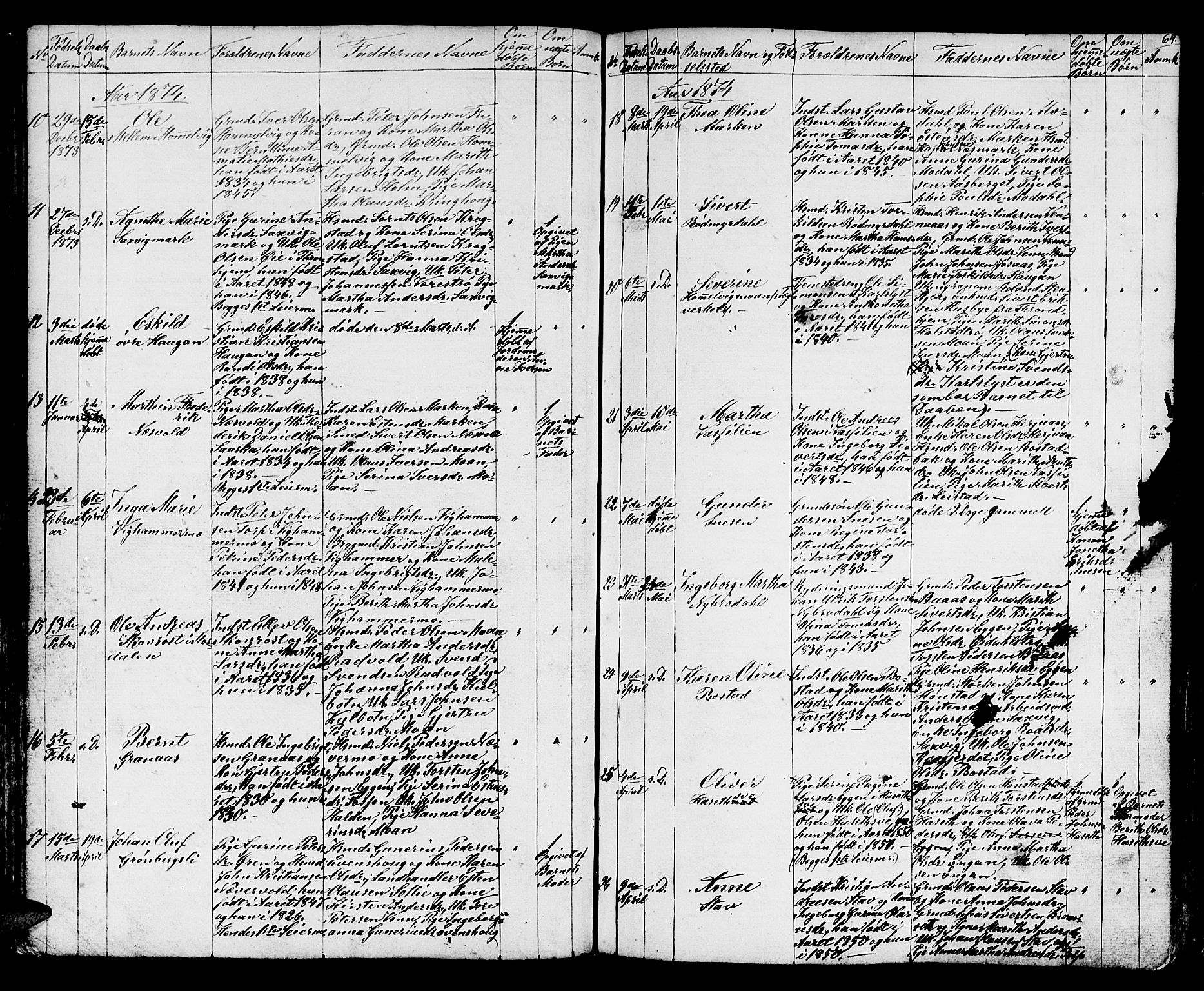 Ministerialprotokoller, klokkerbøker og fødselsregistre - Sør-Trøndelag, SAT/A-1456/616/L0422: Parish register (copy) no. 616C05, 1850-1888, p. 64
