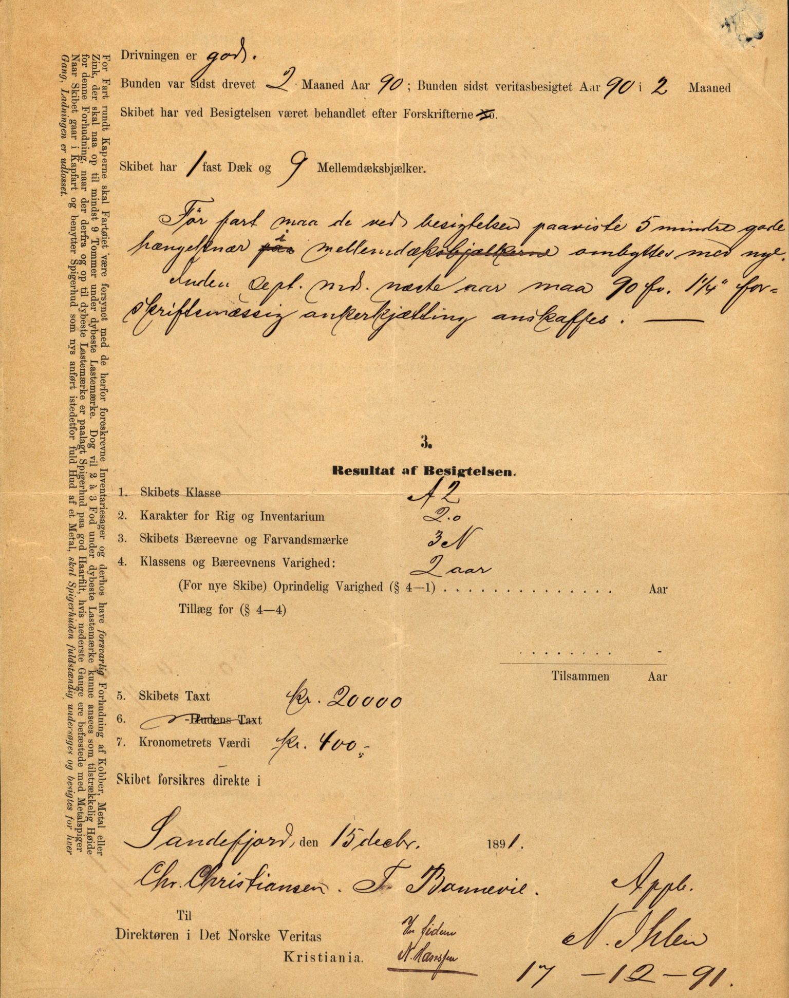 Pa 63 - Østlandske skibsassuranceforening, VEMU/A-1079/G/Ga/L0030/0003: Havaridokumenter / Rex, Salus, Schweigaard, Seladon, Titania, Tordenskjold av Trondhjem, 1893, p. 15