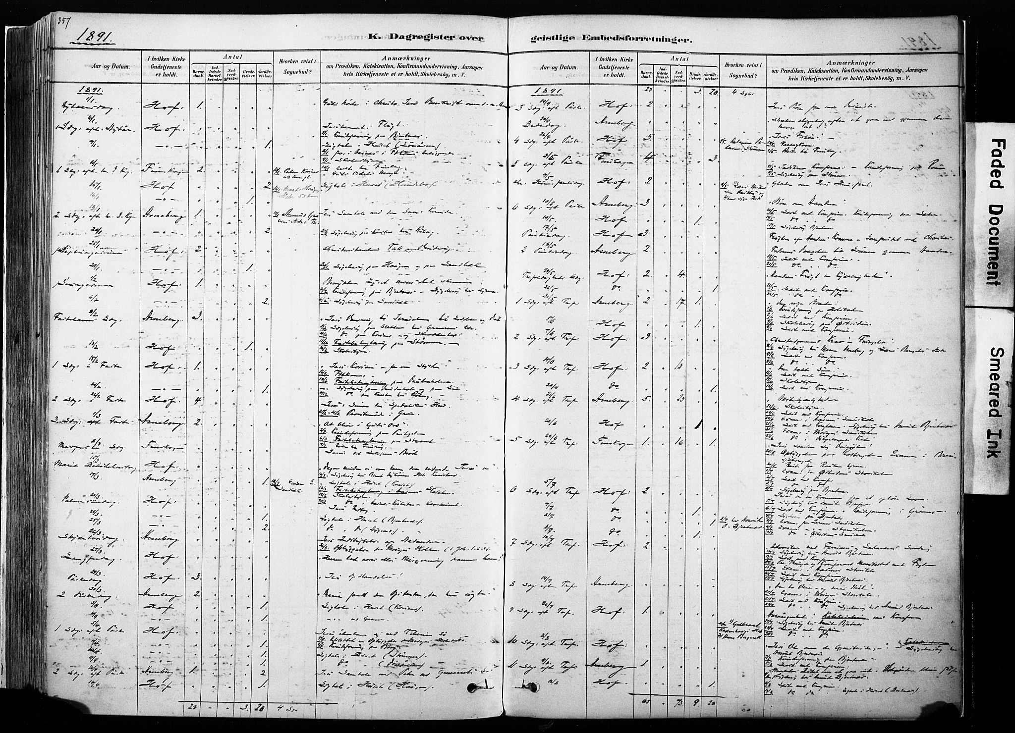 Hof prestekontor, SAH/PREST-038/H/Ha/Haa/L0010: Parish register (official) no. 10, 1878-1909, p. 357
