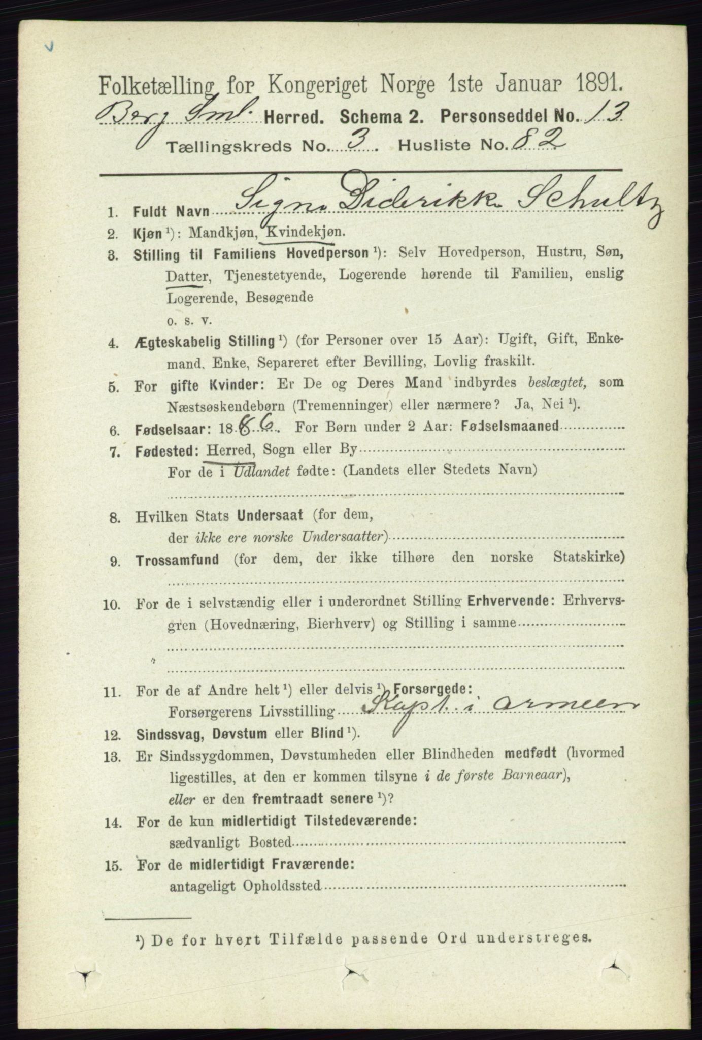 RA, 1891 census for 0116 Berg, 1891, p. 2426