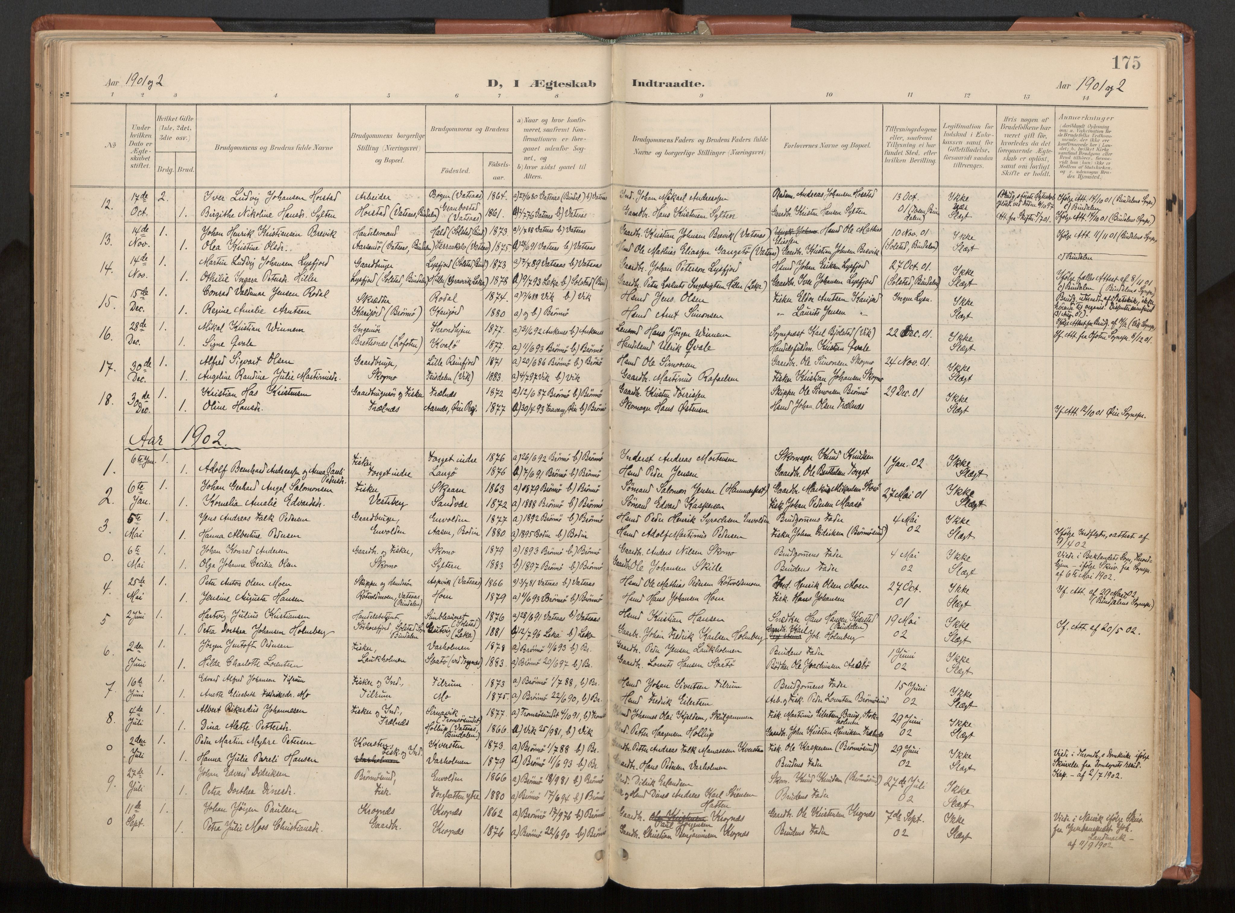 Ministerialprotokoller, klokkerbøker og fødselsregistre - Nordland, SAT/A-1459/813/L0201: Parish register (official) no. 813A11, 1901-1918, p. 175