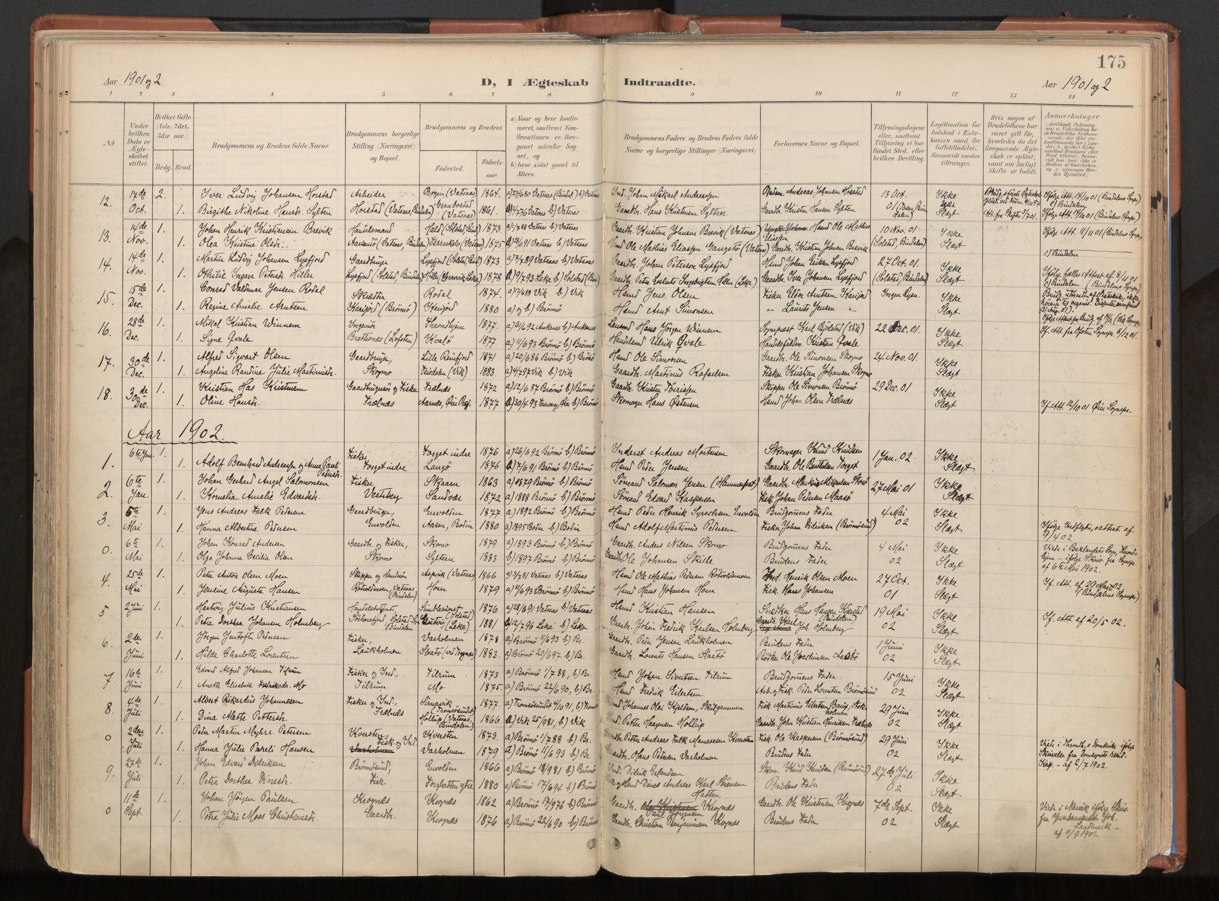 Ministerialprotokoller, klokkerbøker og fødselsregistre - Nordland, AV/SAT-A-1459/813/L0201: Parish register (official) no. 813A11, 1901-1918, p. 175