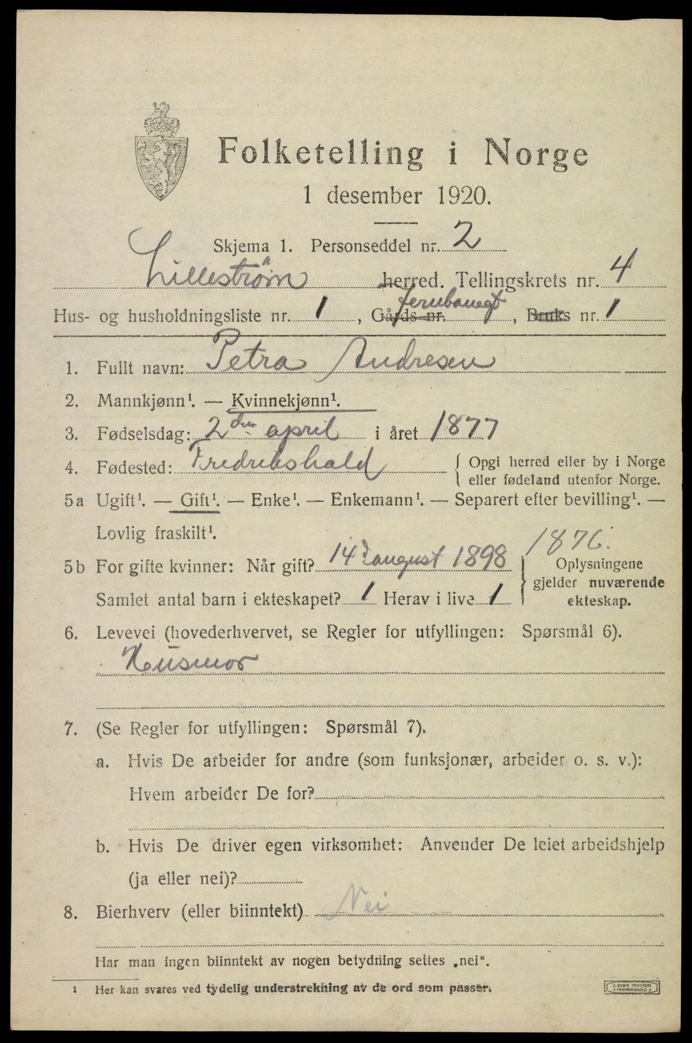 SAO, 1920 census for Lillestrøm, 1920, p. 11138