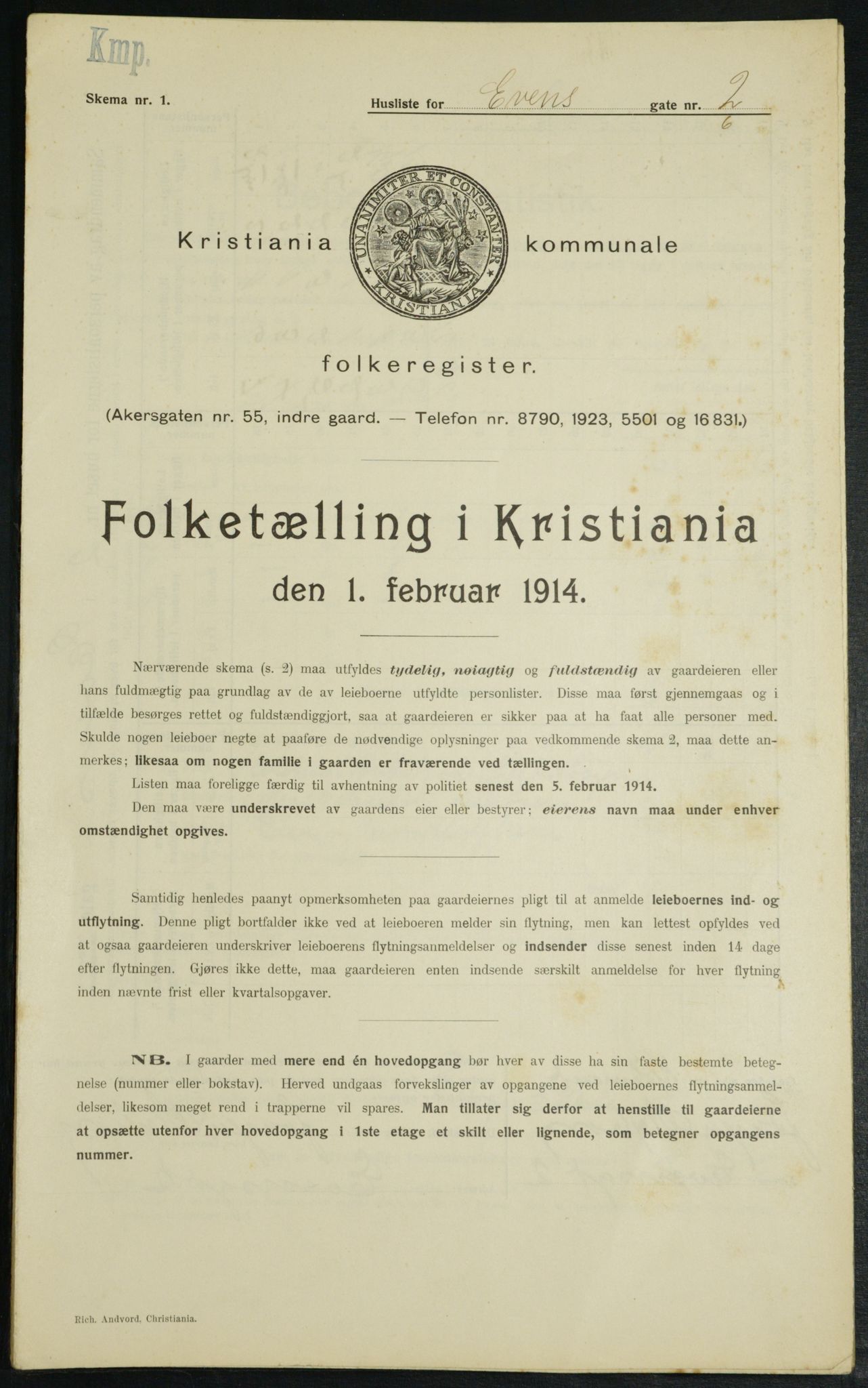 OBA, Municipal Census 1914 for Kristiania, 1914, p. 23027