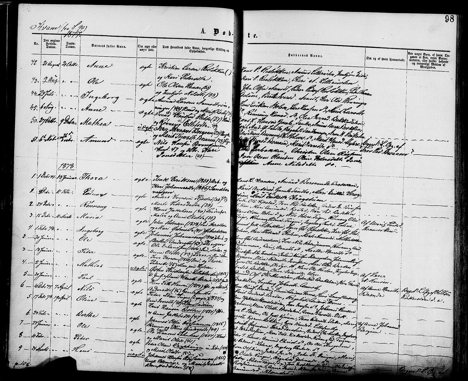 Nord-Fron prestekontor, AV/SAH-PREST-080/H/Ha/Haa/L0002: Parish register (official) no. 2, 1865-1883, p. 98