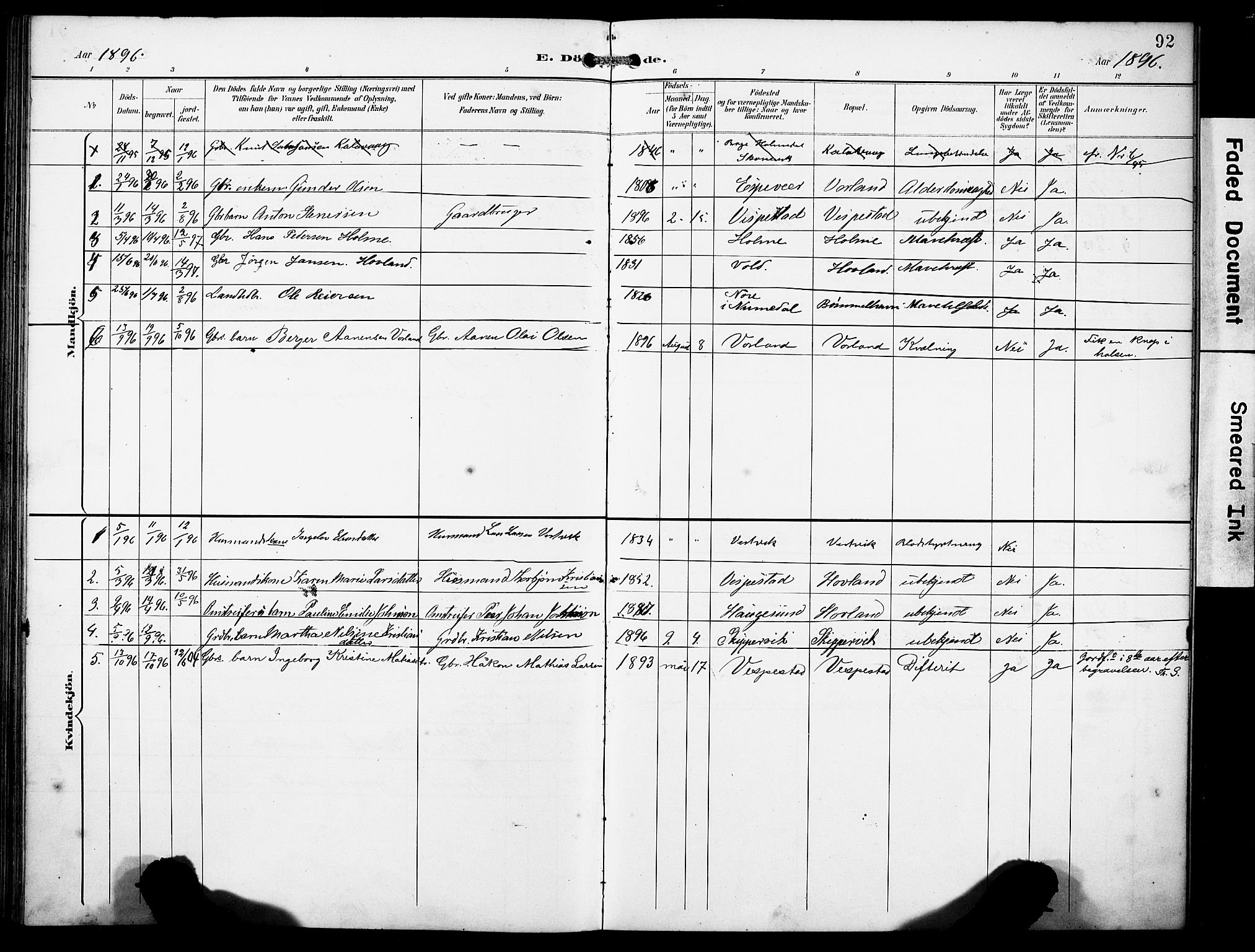 Finnås sokneprestembete, AV/SAB-A-99925/H/Ha/Haa/Haad/L0002: Parish register (official) no. D 2, 1895-1906, p. 92