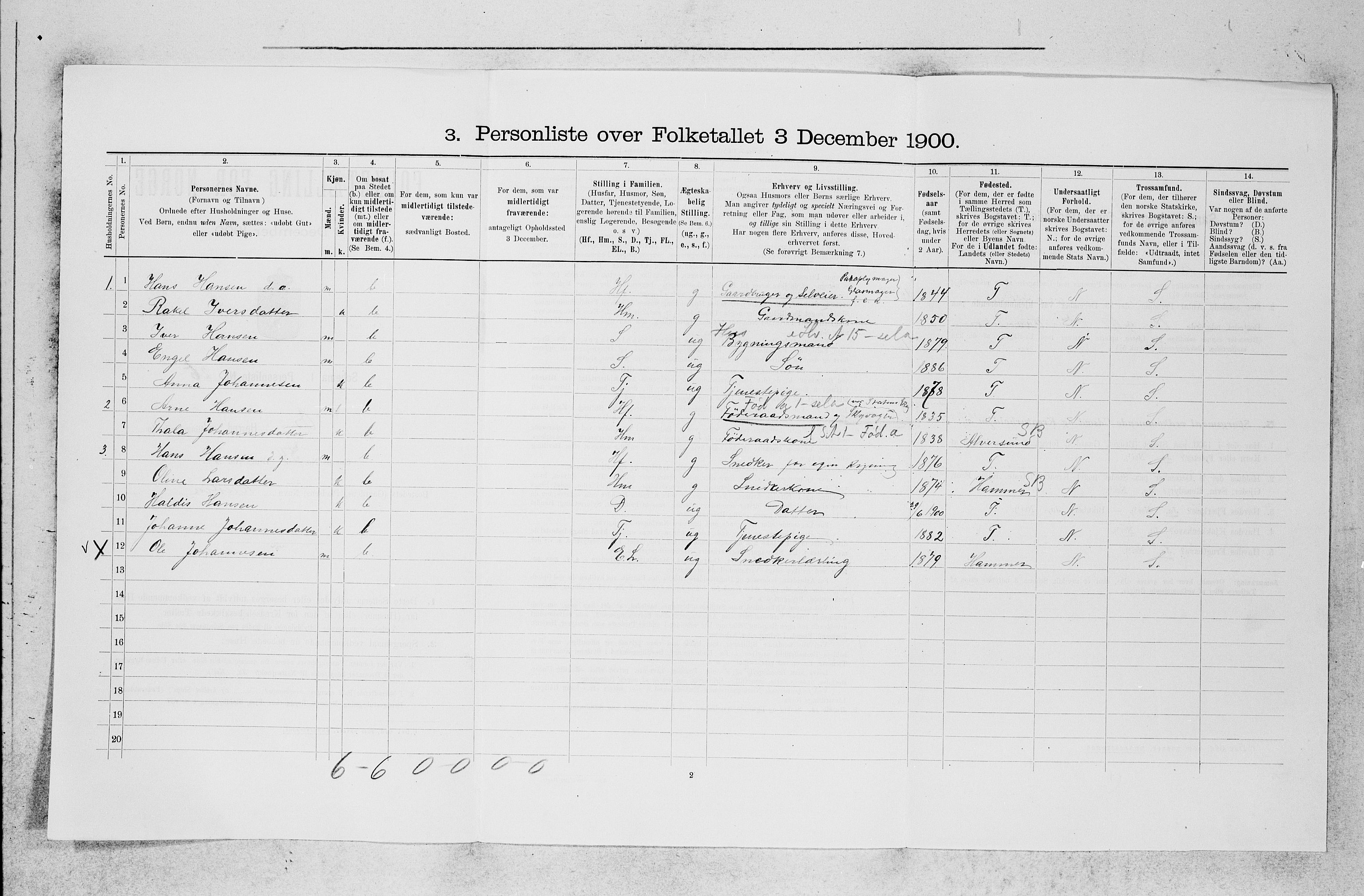 SAB, 1900 census for Os, 1900, p. 223