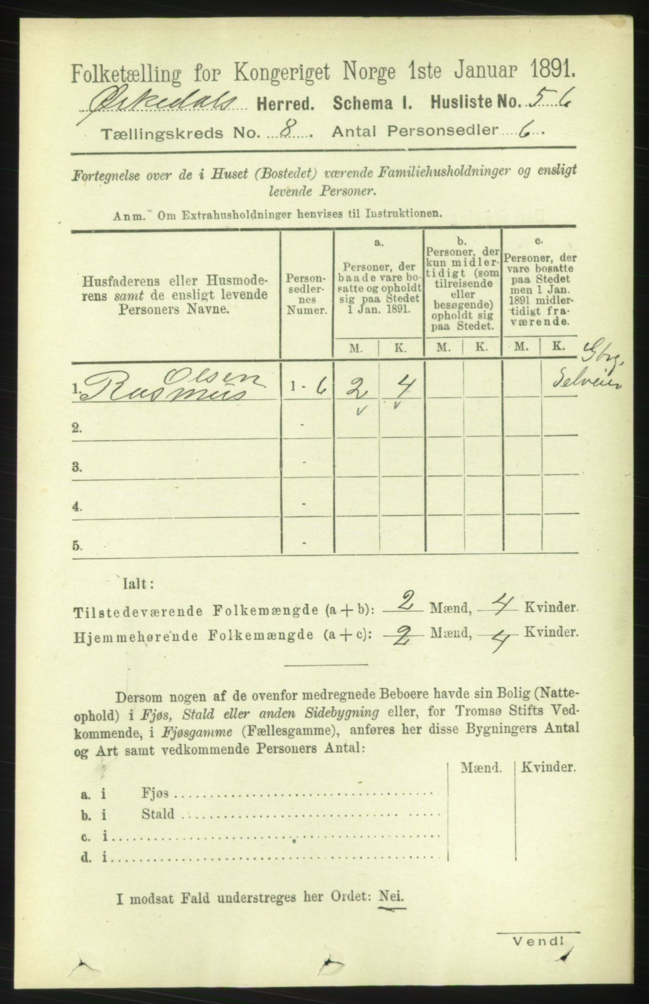 RA, 1891 census for 1638 Orkdal, 1891, p. 3865