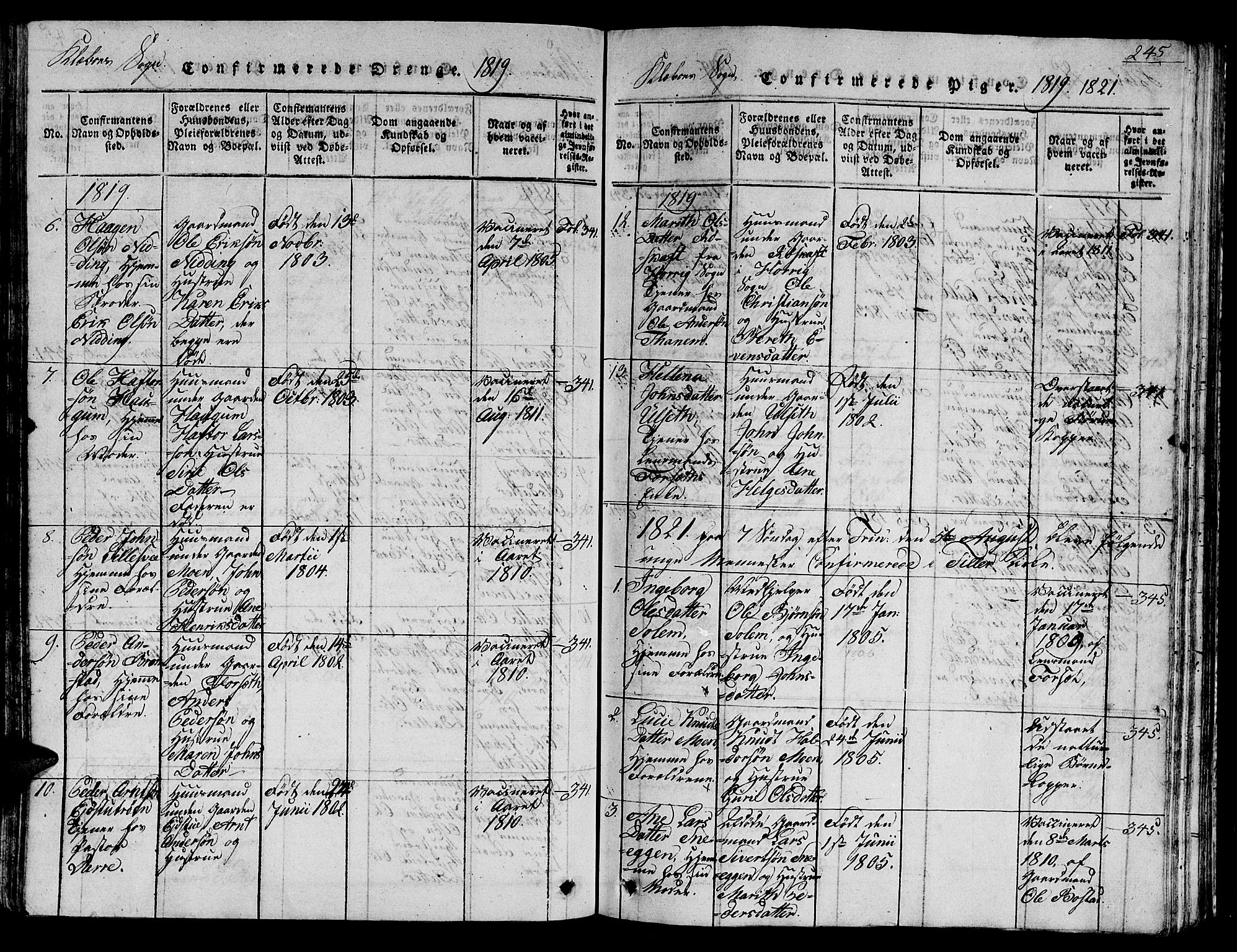 Ministerialprotokoller, klokkerbøker og fødselsregistre - Sør-Trøndelag, SAT/A-1456/618/L0450: Parish register (copy) no. 618C01, 1816-1865, p. 245b