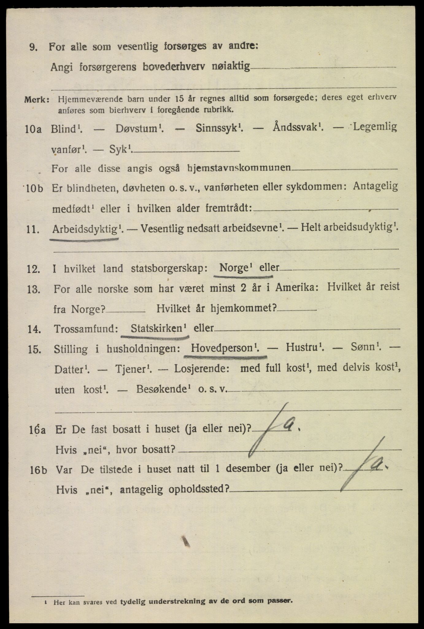SAK, 1920 census for Fjotland, 1920, p. 965