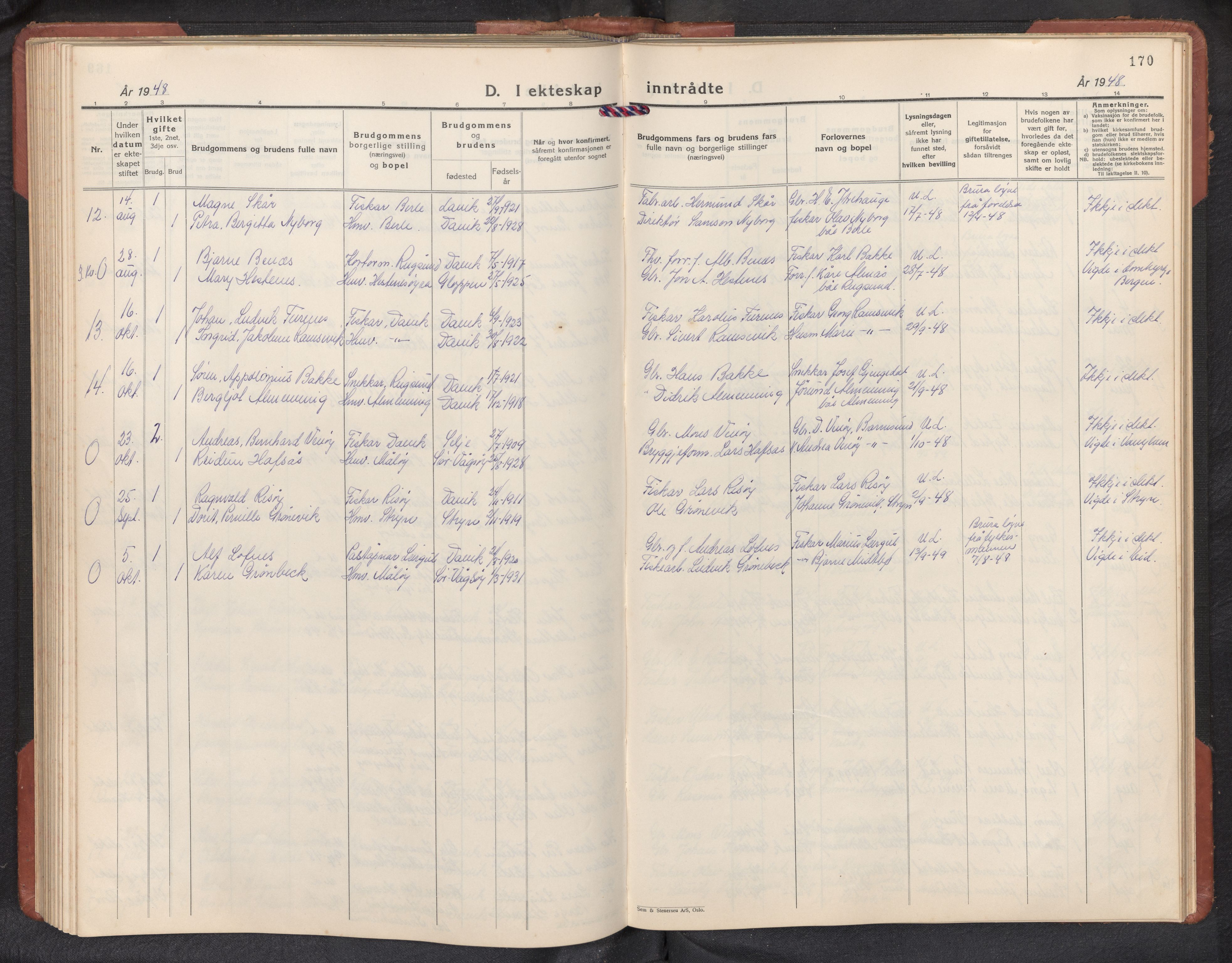 Davik sokneprestembete, AV/SAB-A-79701/H/Hab/Habc/L0004: Parish register (copy) no. C 4, 1930-1952, p. 169b-170a