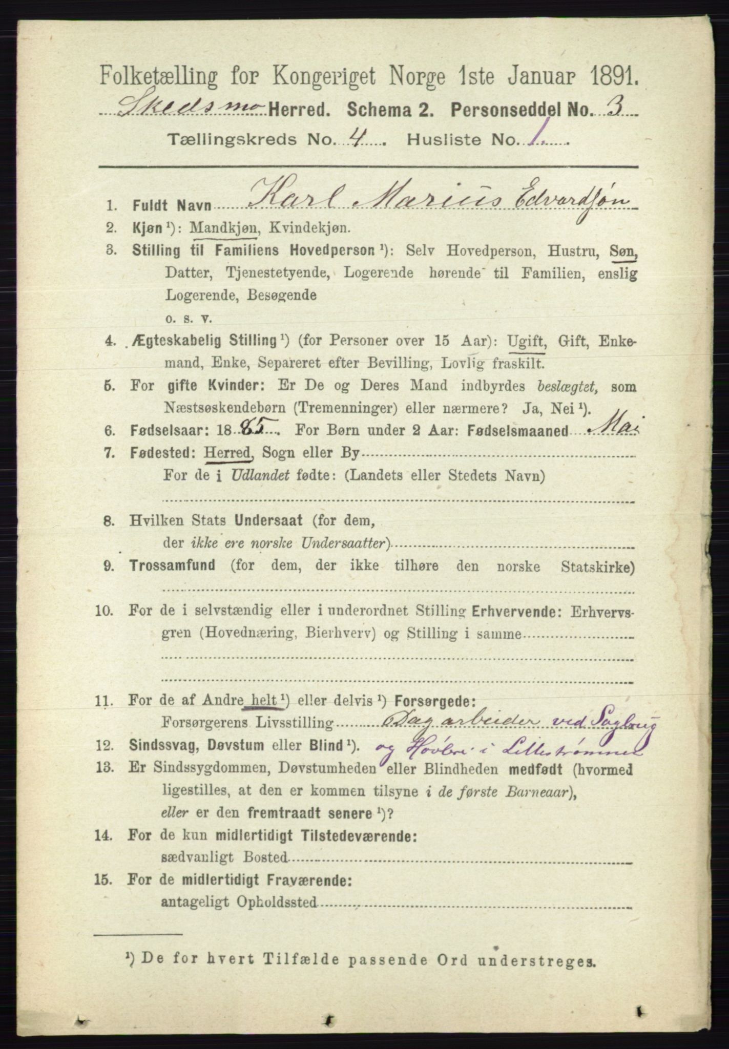 RA, 1891 census for 0231 Skedsmo, 1891, p. 1827
