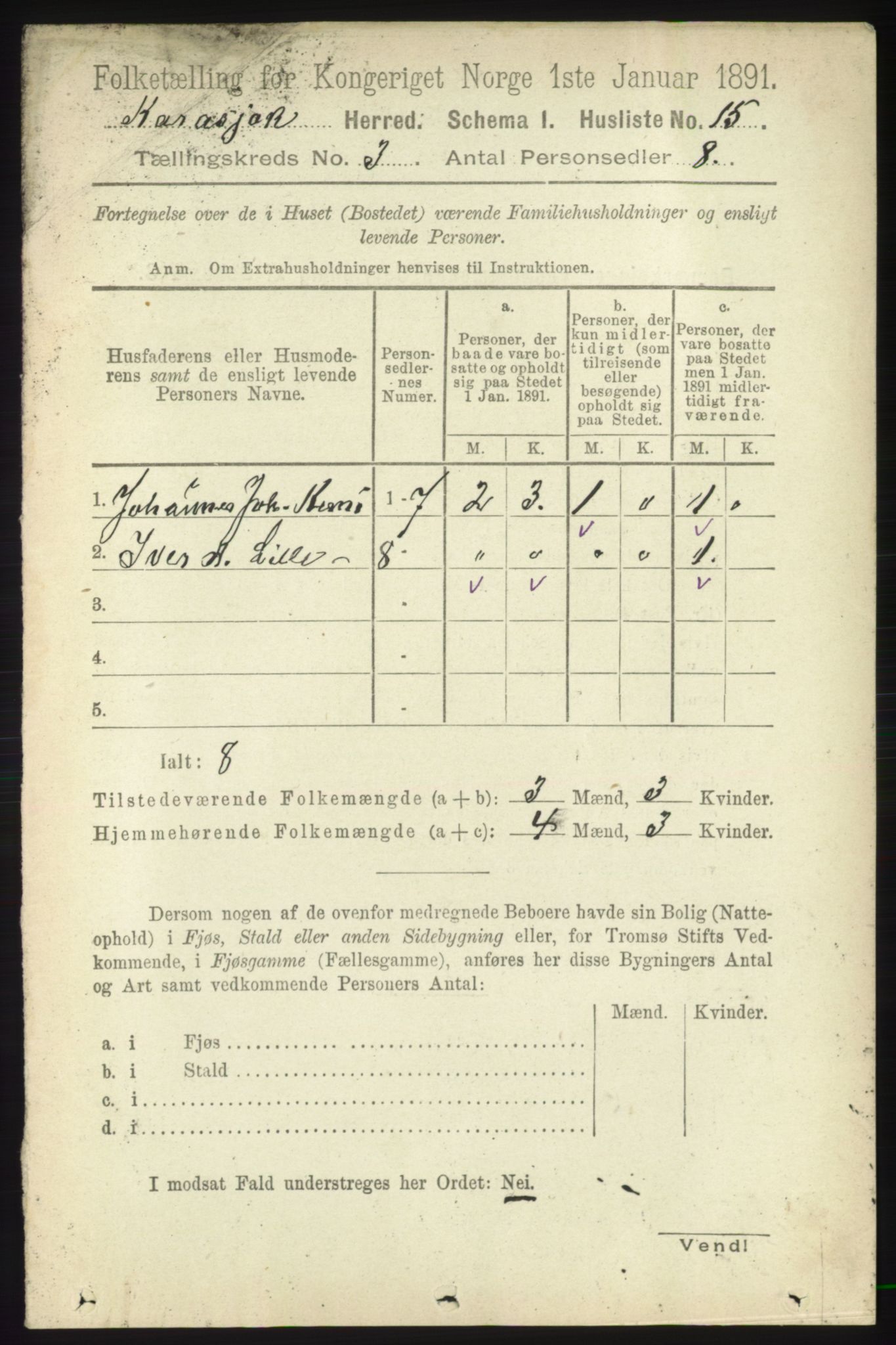 RA, 1891 census for 2021 Karasjok, 1891, p. 546