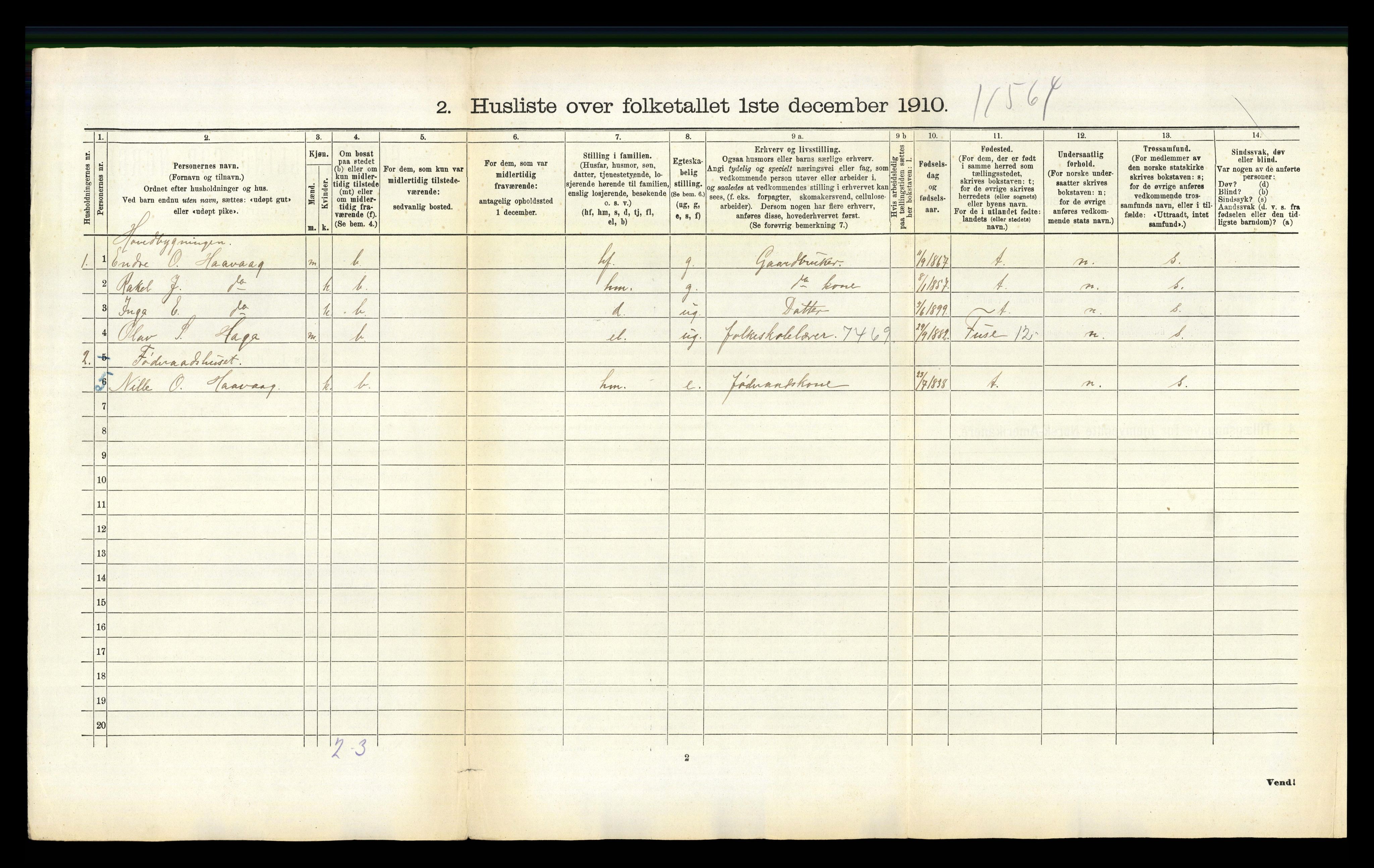 RA, 1910 census for Askvoll, 1910, p. 492