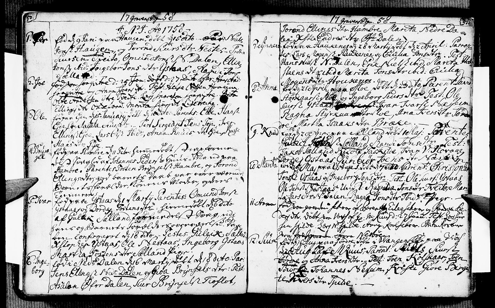 Ulvik sokneprestembete, SAB/A-78801/H/Haa: Parish register (official) no. A 6, 1743-1761, p. 50-51