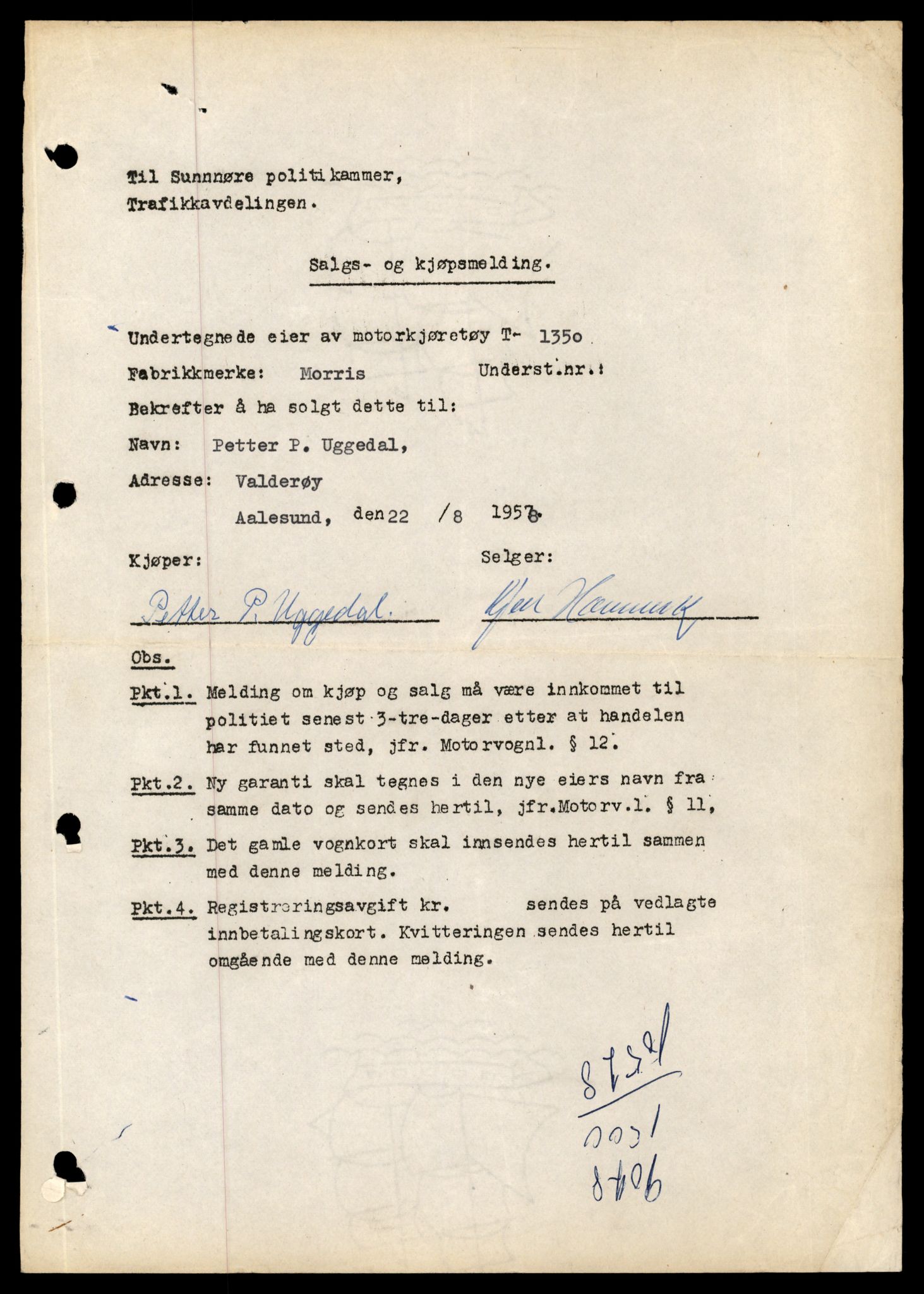 Møre og Romsdal vegkontor - Ålesund trafikkstasjon, SAT/A-4099/F/Fe/L0012: Registreringskort for kjøretøy T 1290 - T 1450, 1927-1998, p. 1404