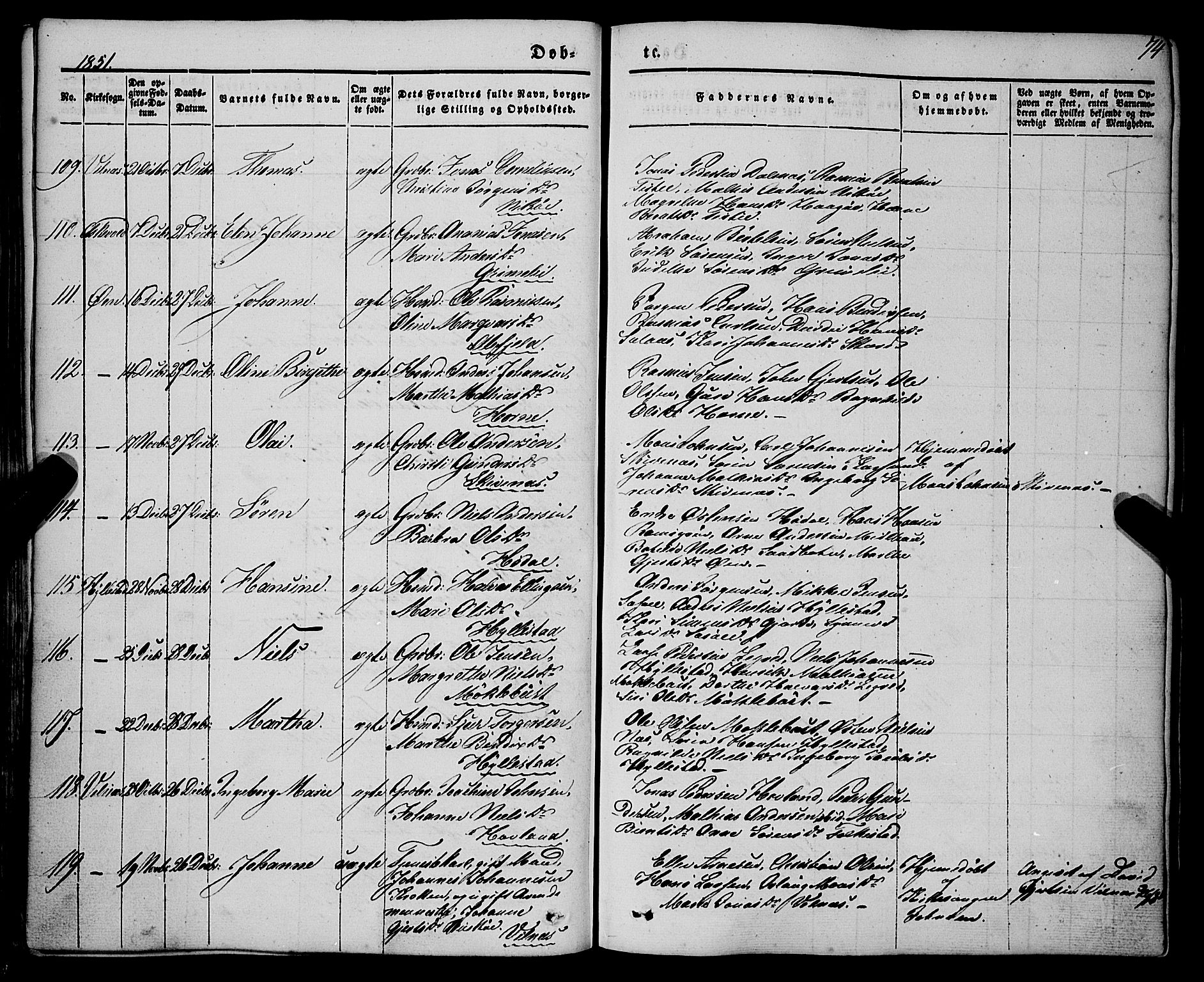 Askvoll sokneprestembete, SAB/A-79501/H/Haa/Haaa/L0011/0001: Parish register (official) no. A 11 I, 1845-1864, p. 74
