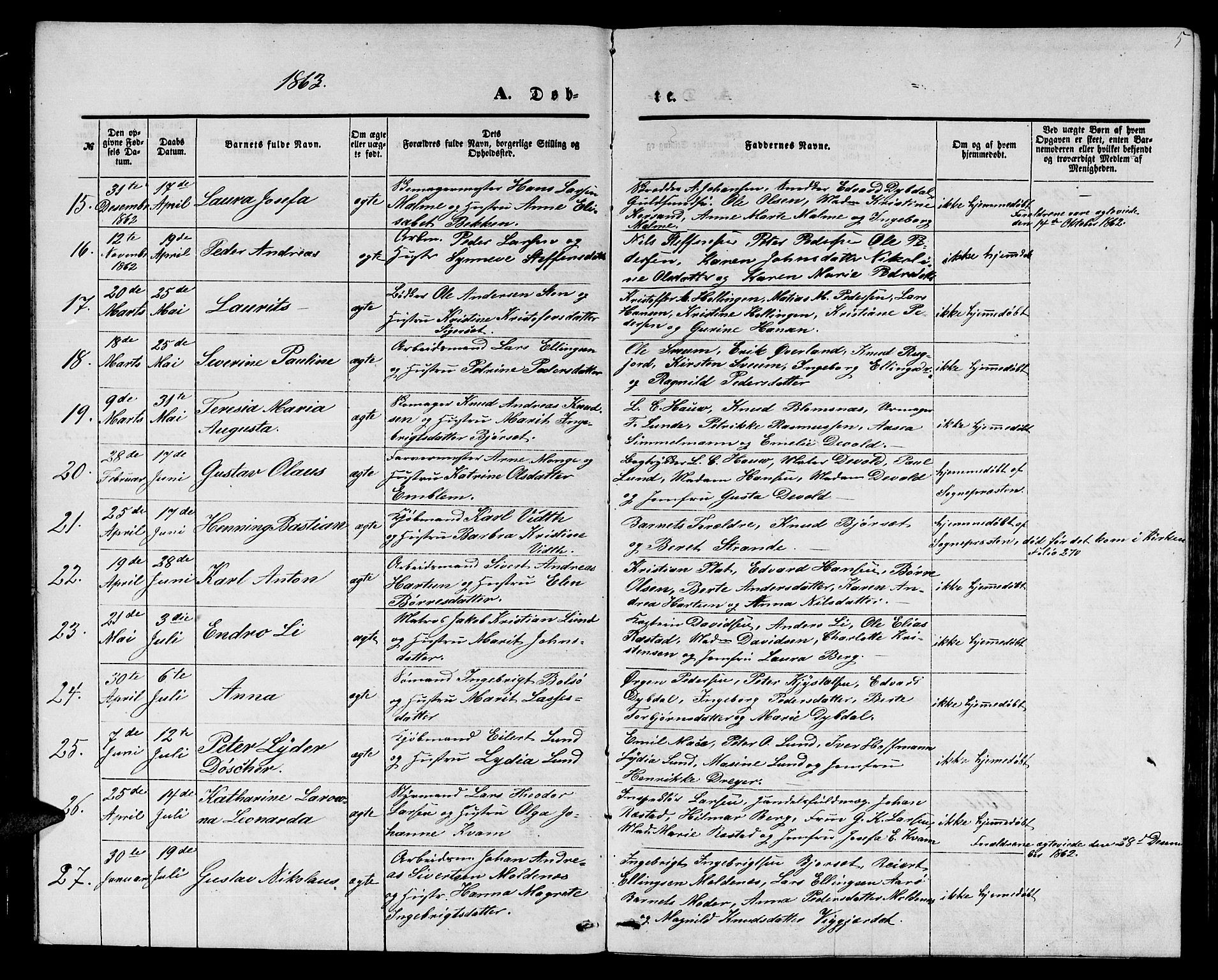 Ministerialprotokoller, klokkerbøker og fødselsregistre - Møre og Romsdal, AV/SAT-A-1454/558/L0701: Parish register (copy) no. 558C02, 1862-1879, p. 5