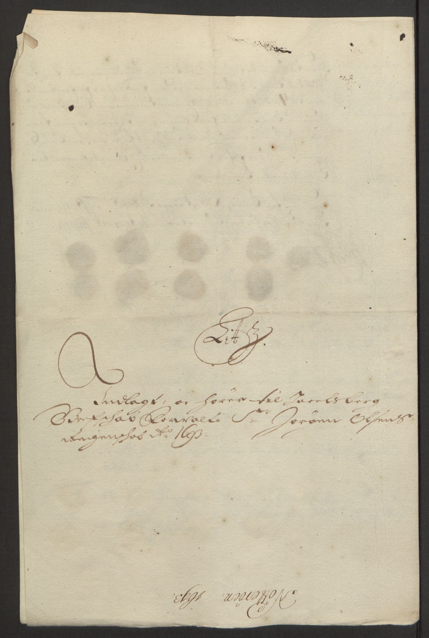 Rentekammeret inntil 1814, Reviderte regnskaper, Fogderegnskap, AV/RA-EA-4092/R32/L1866: Fogderegnskap Jarlsberg grevskap, 1693, p. 417