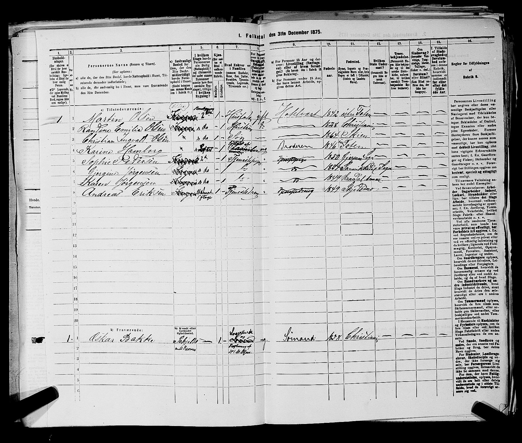 SAKO, 1875 census for 0801P Kragerø, 1875, p. 454