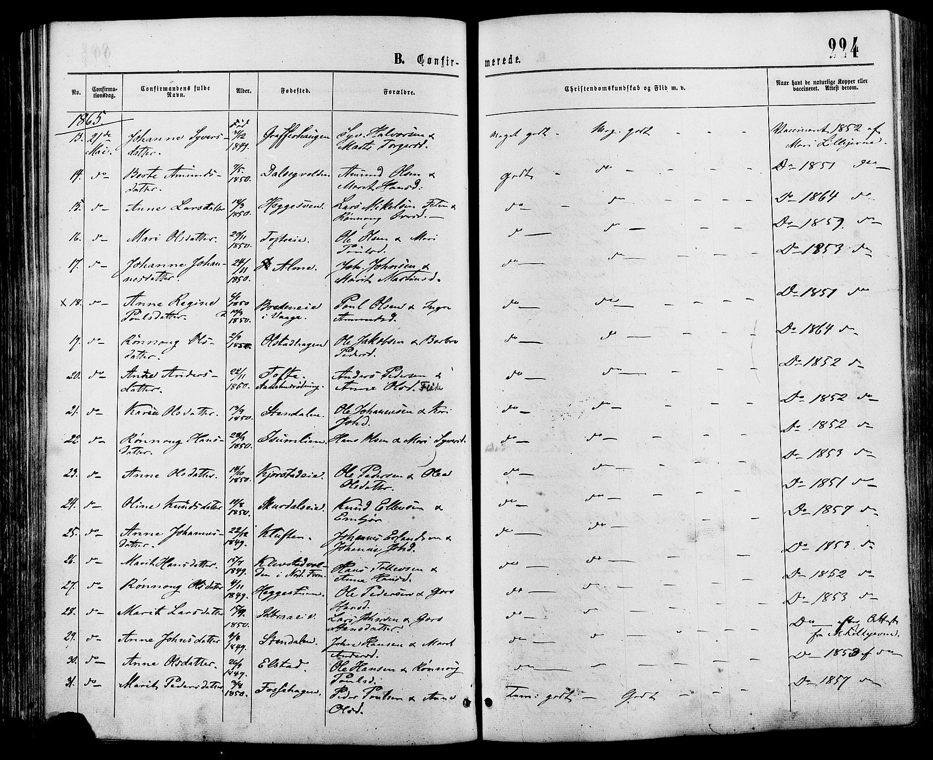 Sør-Fron prestekontor, SAH/PREST-010/H/Ha/Haa/L0002: Parish register (official) no. 2, 1864-1880, p. 224