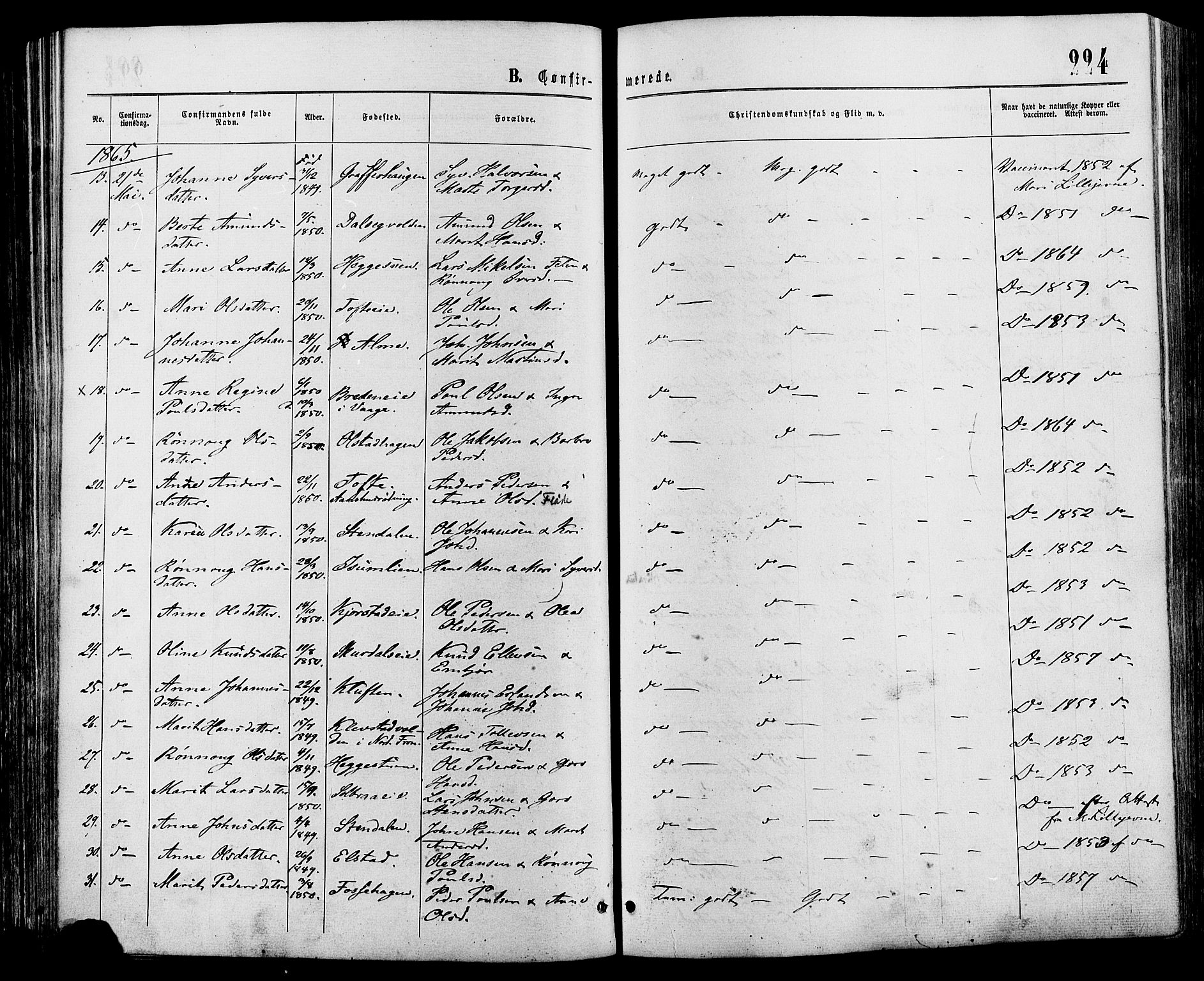 Sør-Fron prestekontor, AV/SAH-PREST-010/H/Ha/Haa/L0002: Parish register (official) no. 2, 1864-1880, p. 224