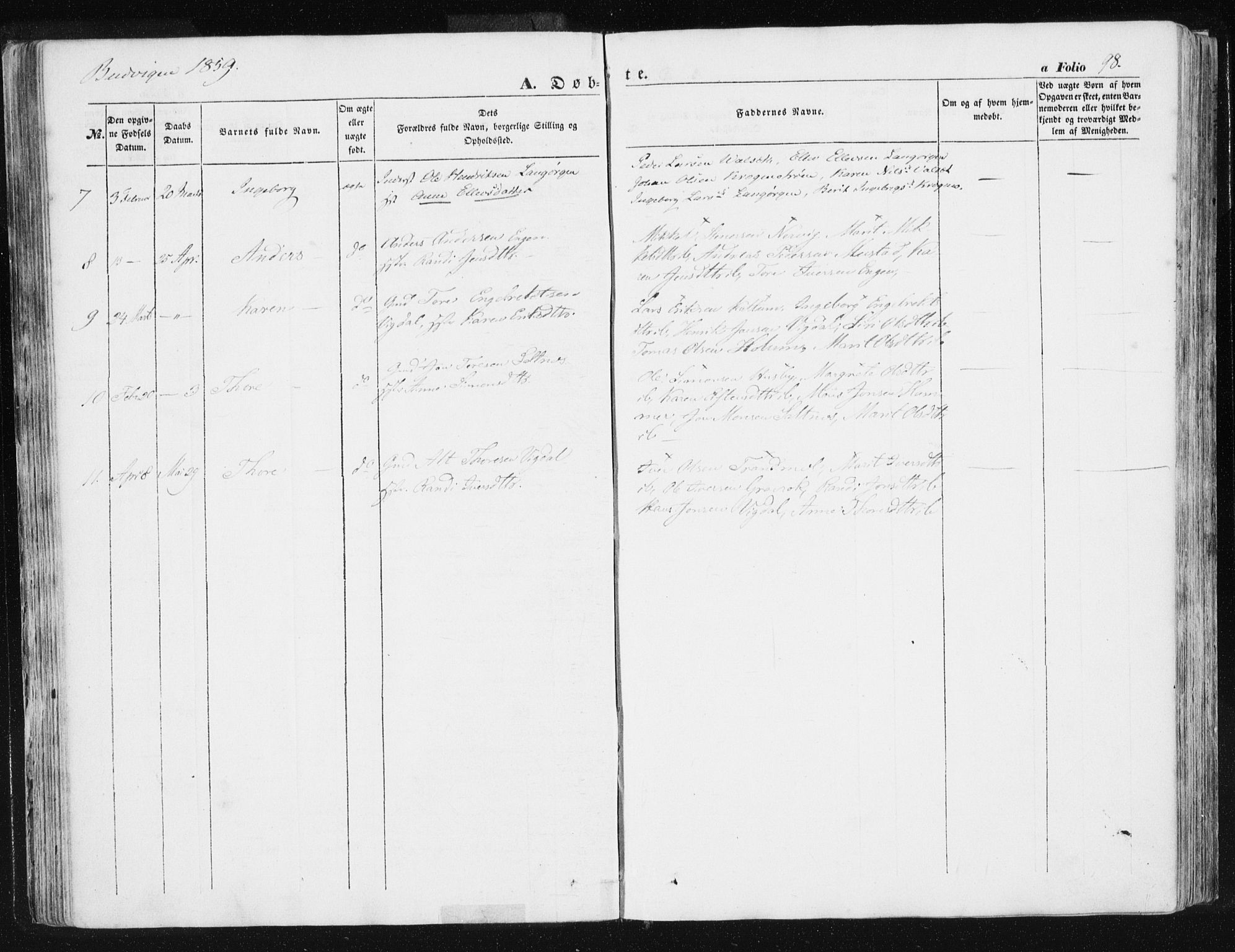 Ministerialprotokoller, klokkerbøker og fødselsregistre - Sør-Trøndelag, SAT/A-1456/612/L0376: Parish register (official) no. 612A08, 1846-1859, p. 98