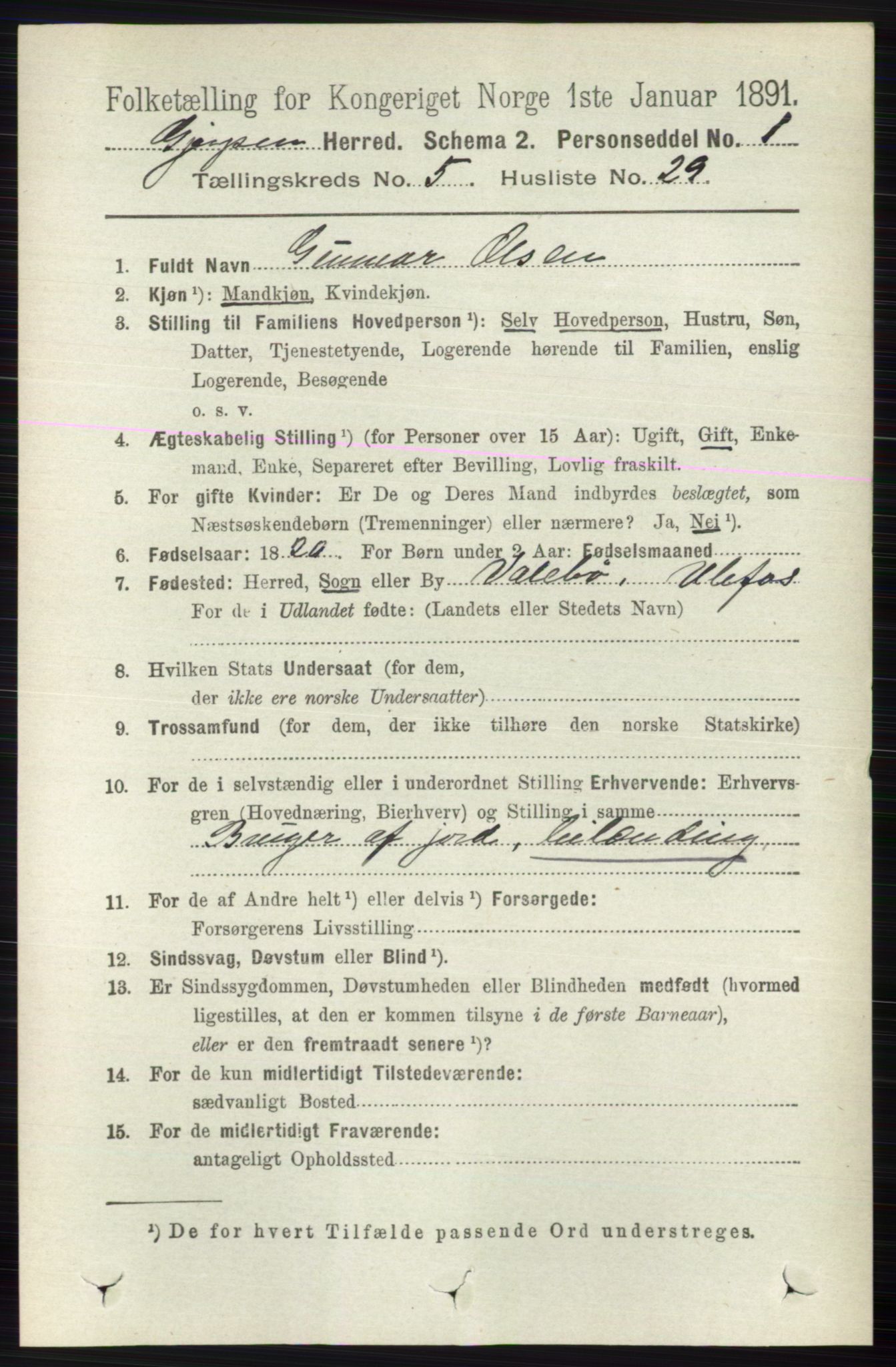RA, 1891 census for 0812 Gjerpen, 1891, p. 2679