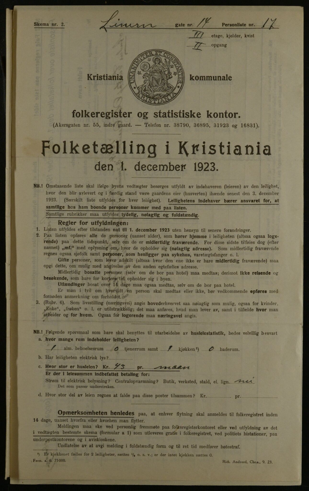 OBA, Municipal Census 1923 for Kristiania, 1923, p. 64189