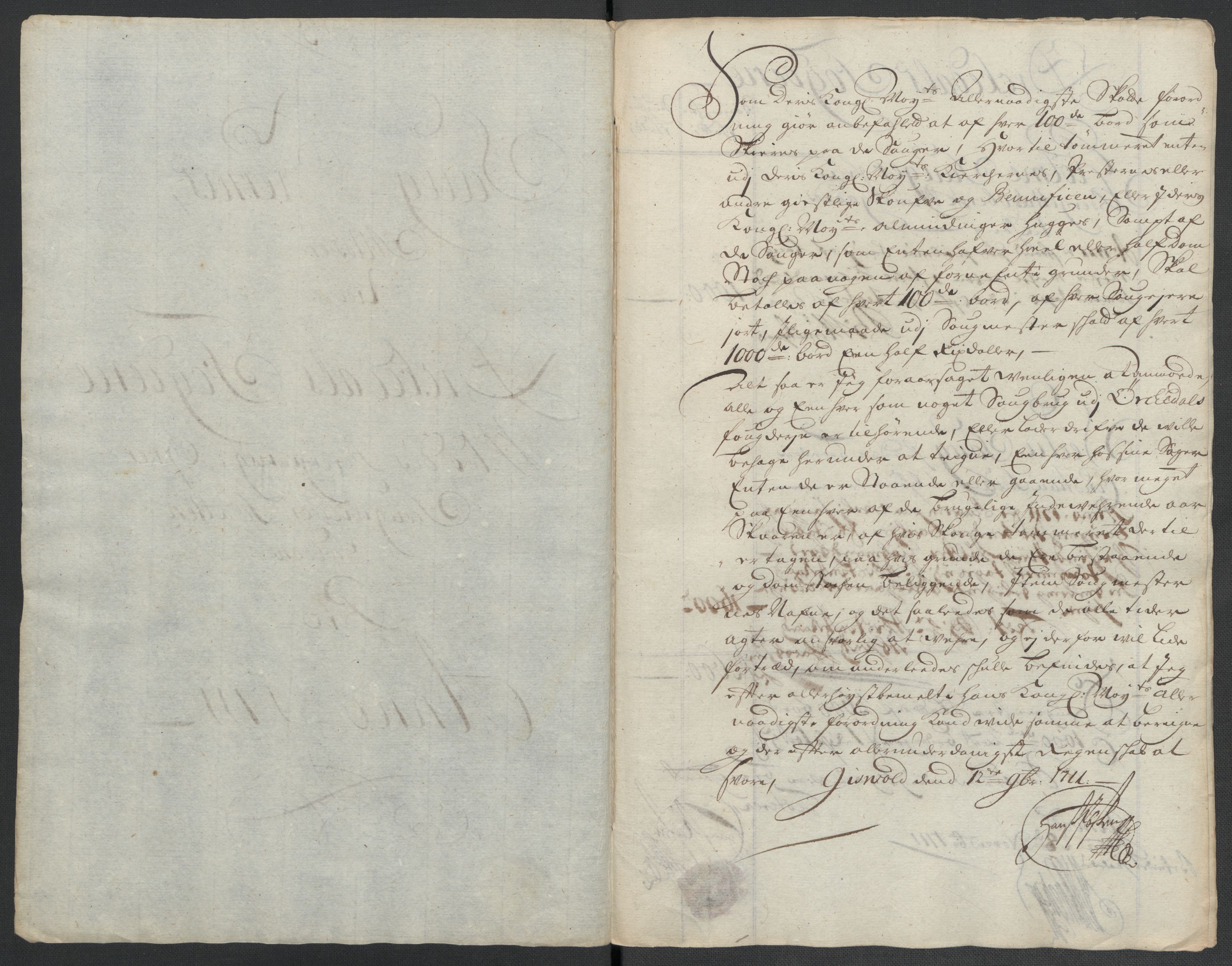 Rentekammeret inntil 1814, Reviderte regnskaper, Fogderegnskap, AV/RA-EA-4092/R60/L3961: Fogderegnskap Orkdal og Gauldal, 1711, p. 121