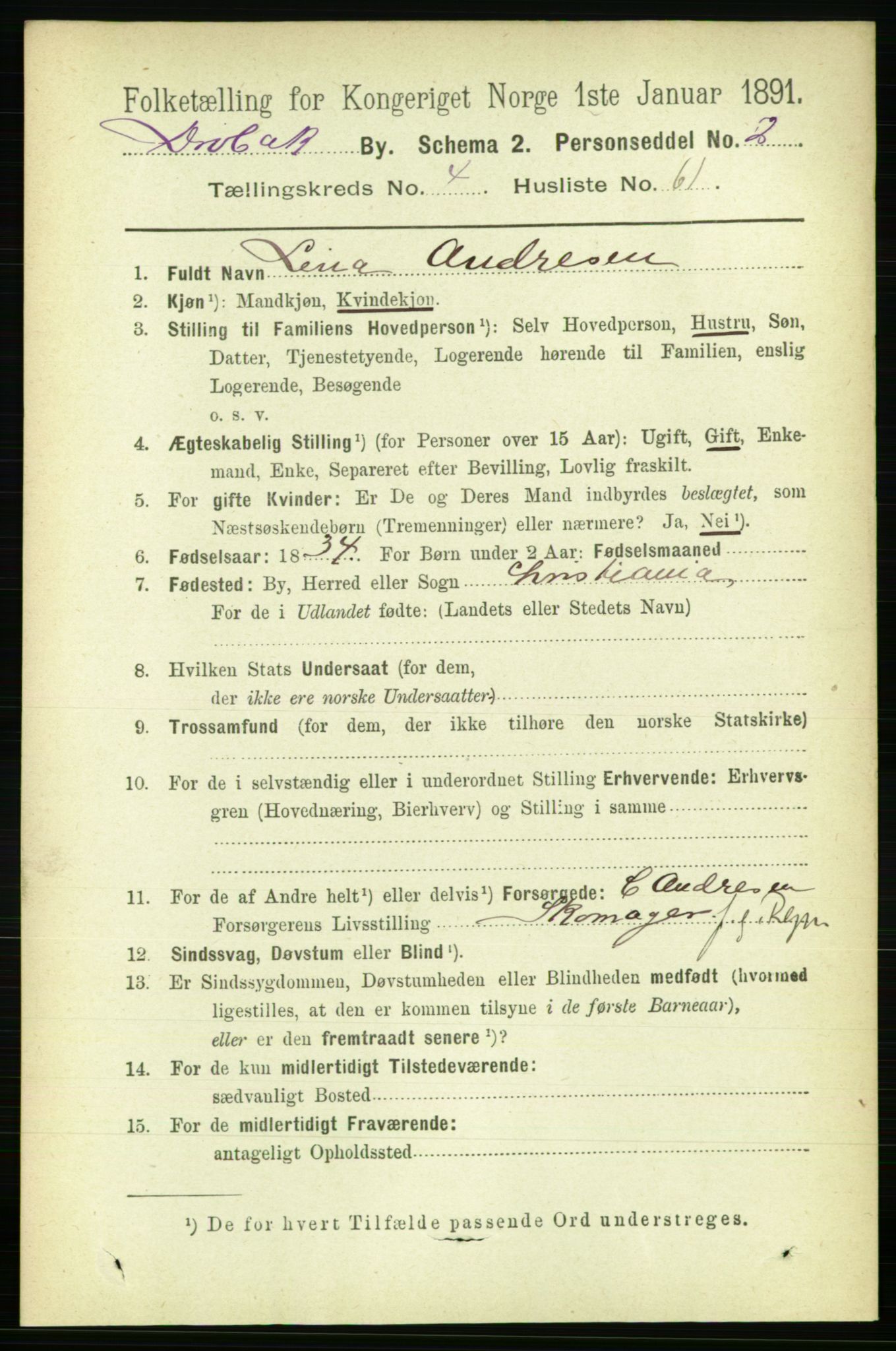 RA, 1891 census for 0203 Drøbak, 1891, p. 2908