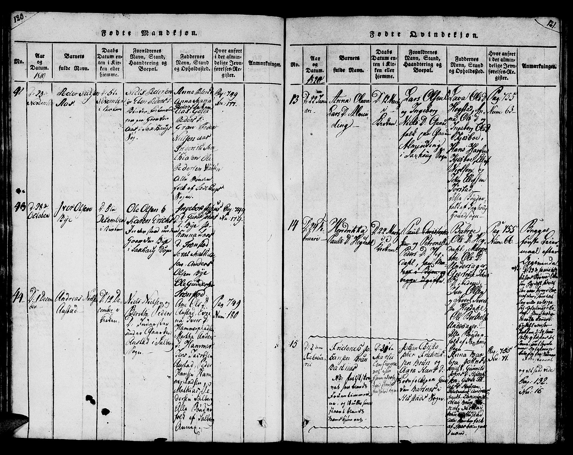 Ministerialprotokoller, klokkerbøker og fødselsregistre - Nord-Trøndelag, SAT/A-1458/730/L0275: Parish register (official) no. 730A04, 1816-1822, p. 120-121