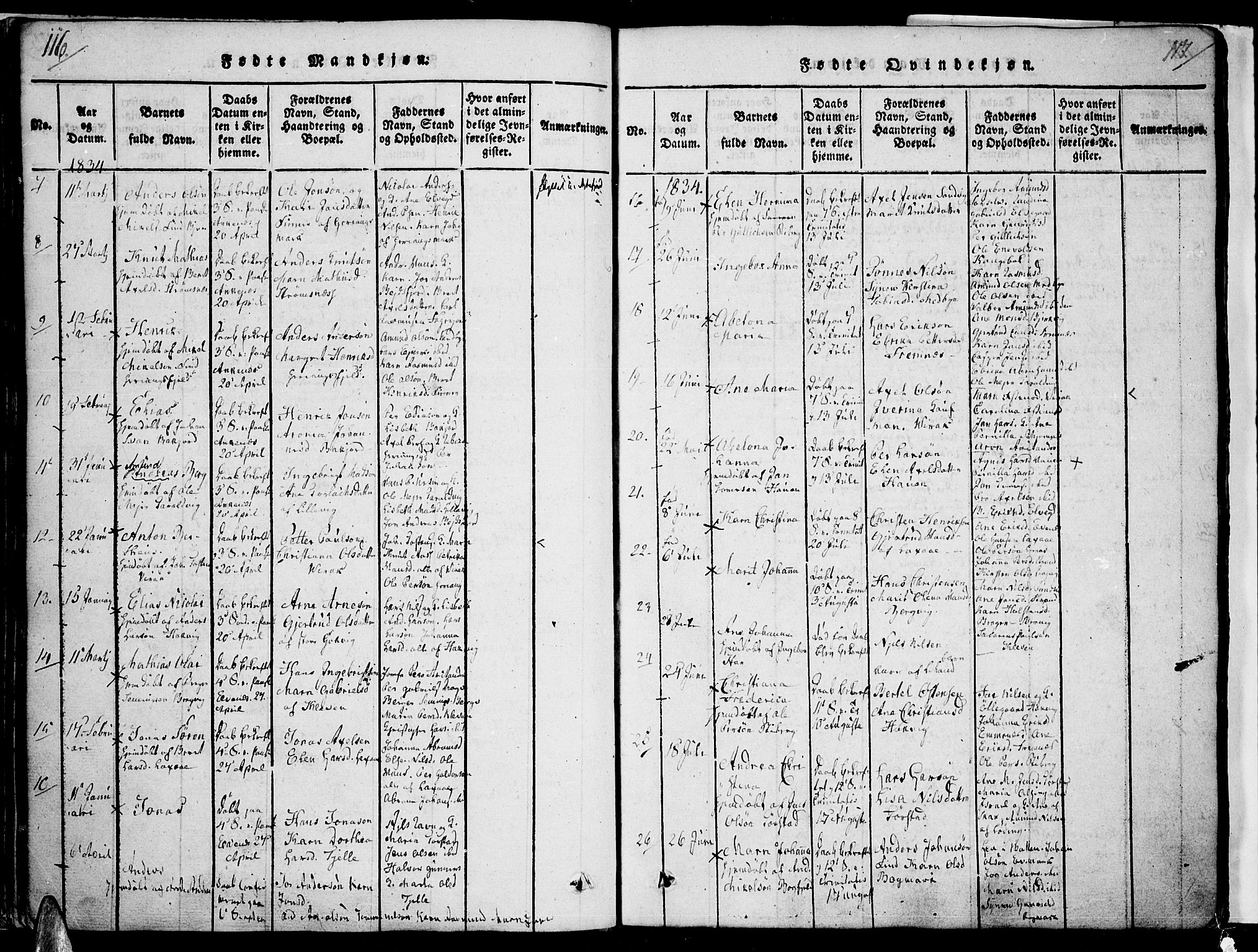 Ministerialprotokoller, klokkerbøker og fødselsregistre - Nordland, SAT/A-1459/863/L0894: Parish register (official) no. 863A06, 1821-1851, p. 116-117