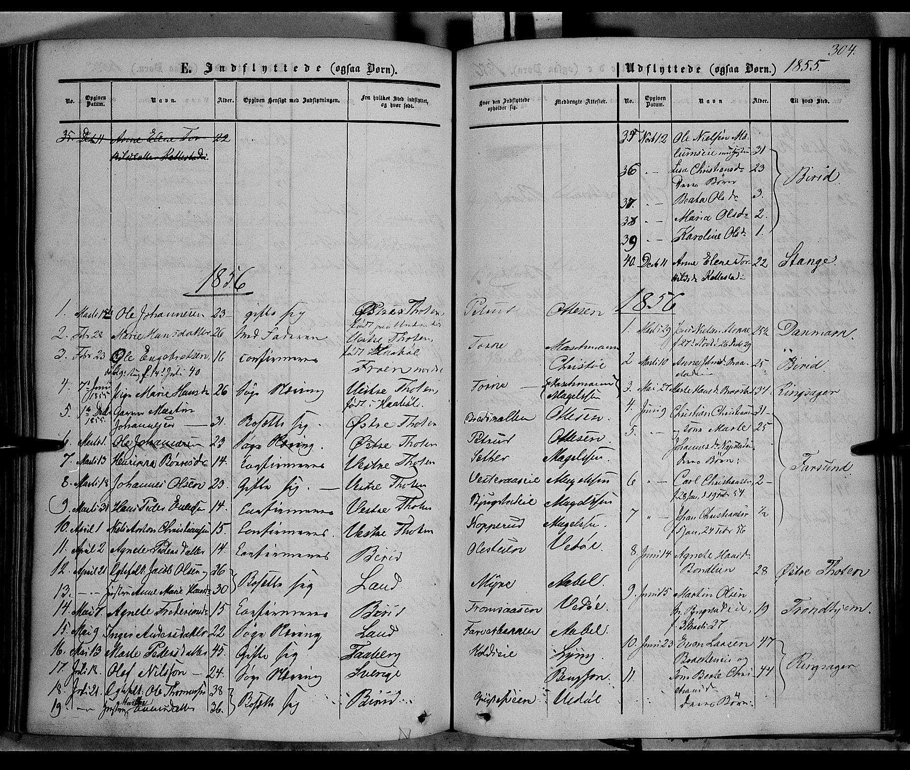 Vardal prestekontor, SAH/PREST-100/H/Ha/Haa/L0006: Parish register (official) no. 6, 1854-1866, p. 304