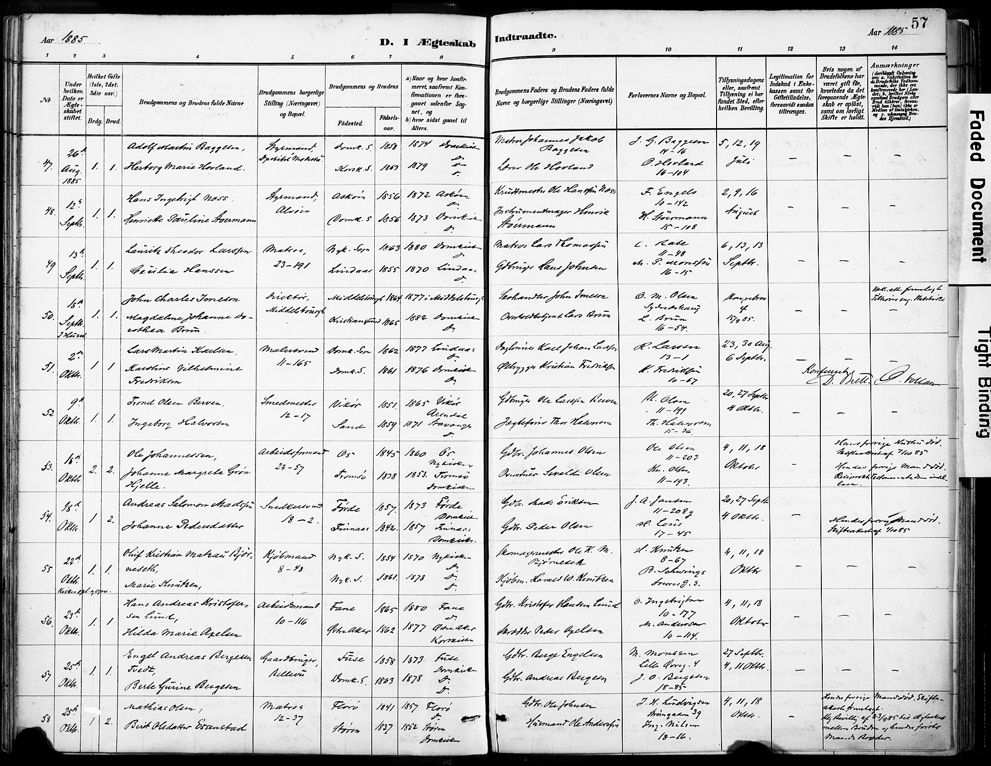 Domkirken sokneprestembete, AV/SAB-A-74801/H/Haa/L0037: Parish register (official) no. D 4, 1880-1907, p. 57