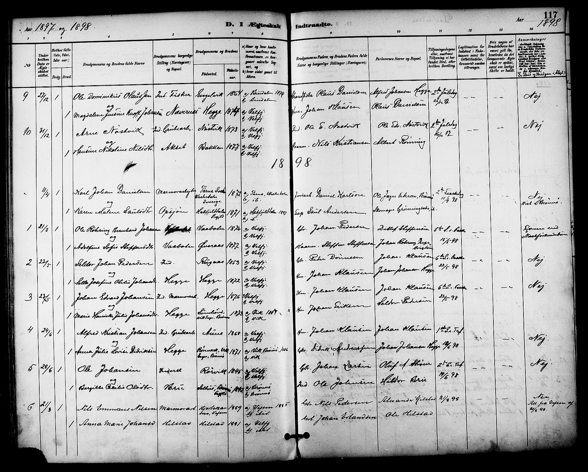 Ministerialprotokoller, klokkerbøker og fødselsregistre - Nordland, AV/SAT-A-1459/814/L0226: Parish register (official) no. 814A07, 1886-1898, p. 117