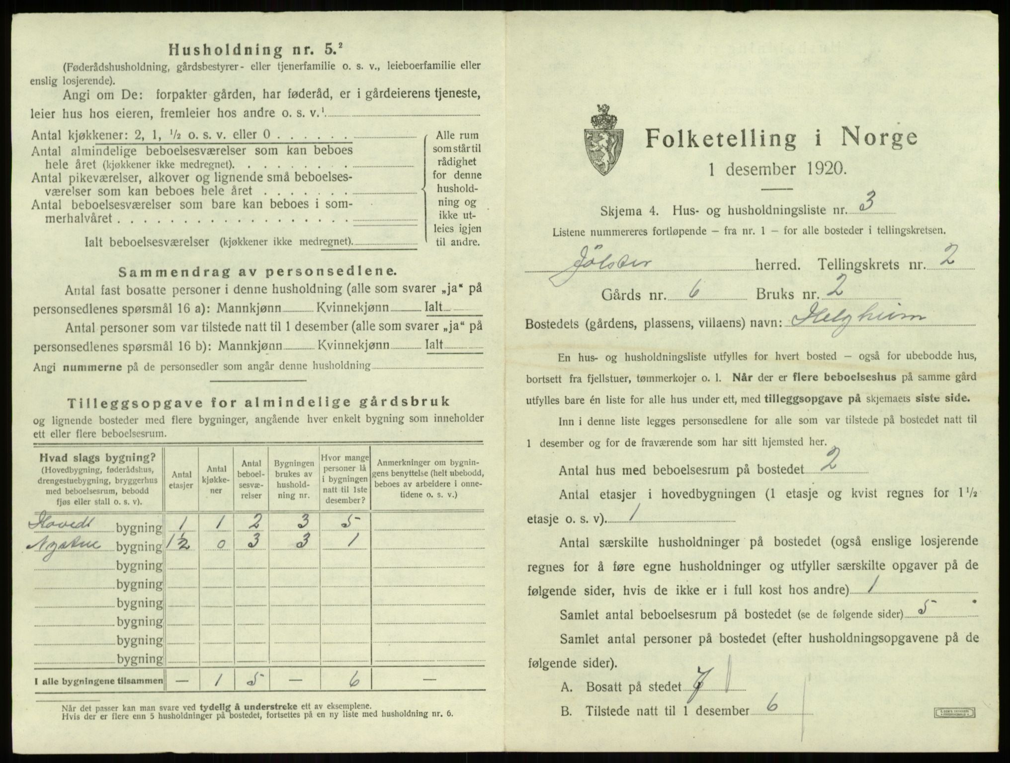 SAB, 1920 census for Jølster, 1920, p. 148