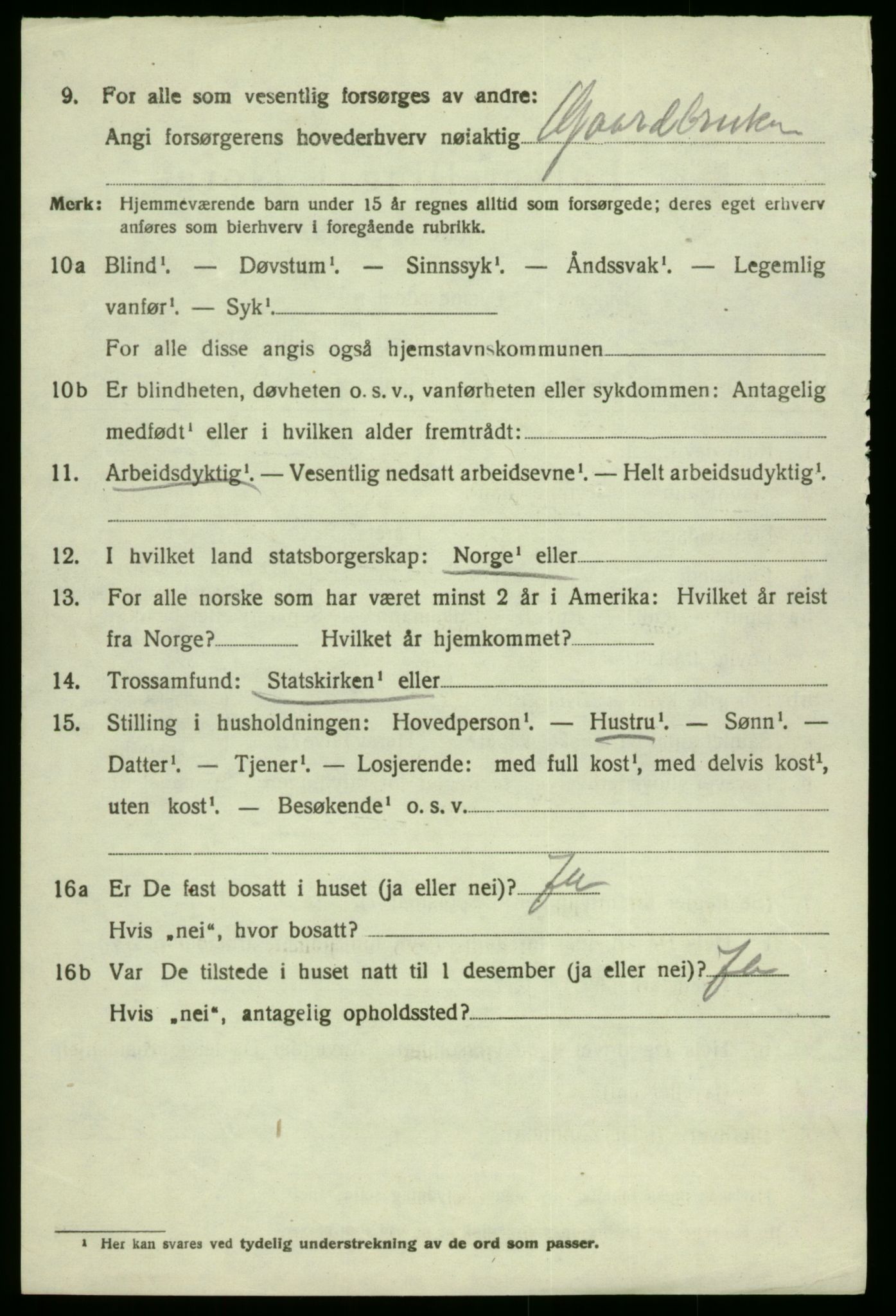 SAB, 1920 census for Bruvik, 1920, p. 2637