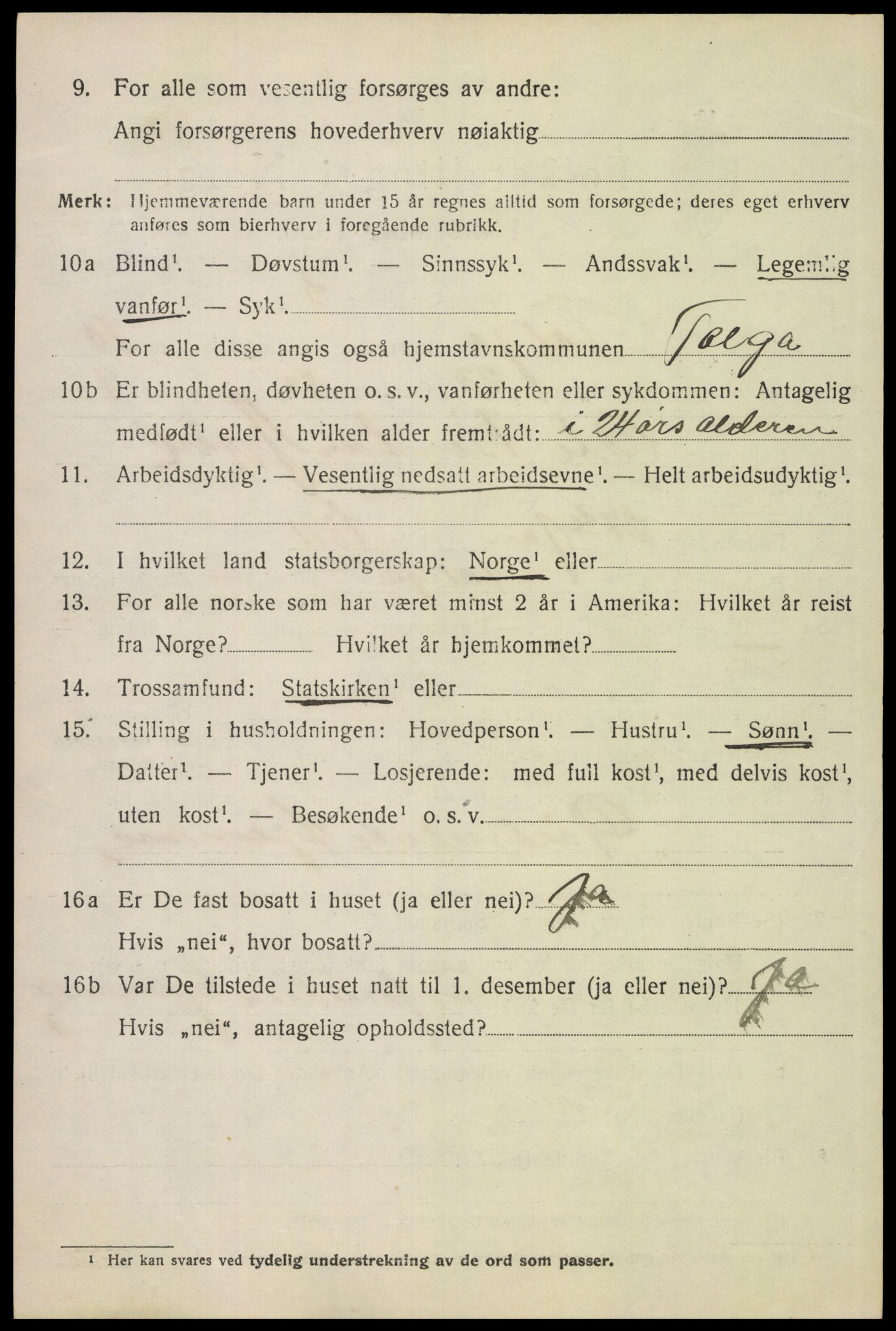 SAH, 1920 census for Tolga, 1920, p. 5184